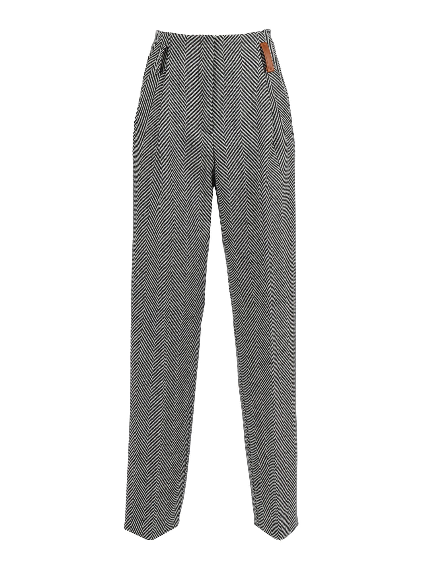 Forte Forte High-waisted Chevron Wool Trousers In Gray