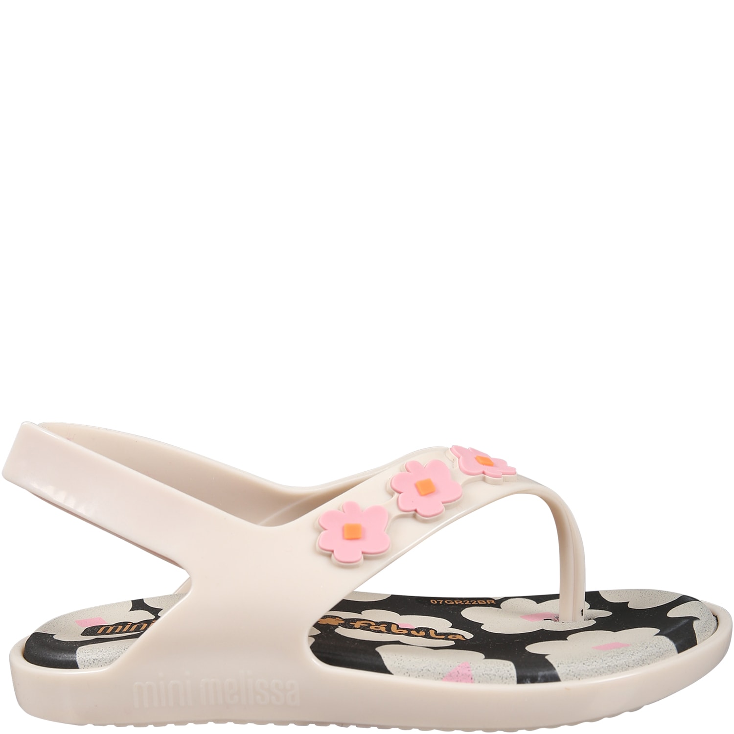 Melissa Kids' Pink Flip Flops For Girl With Flowers And Logo