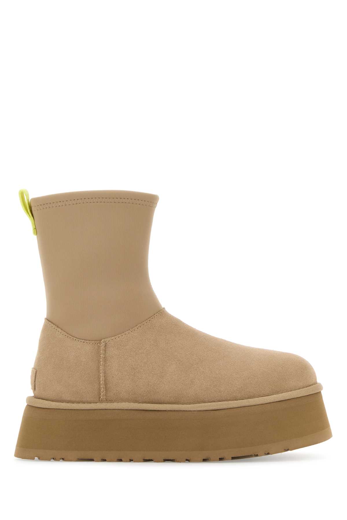 Sand Suede And Fabric Classic Dipper Ankle Boots