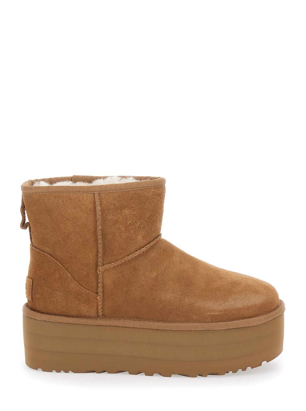 Shop Ugg Classic Mini Platform Beige Ankle Boots With Platform In Suede Woman