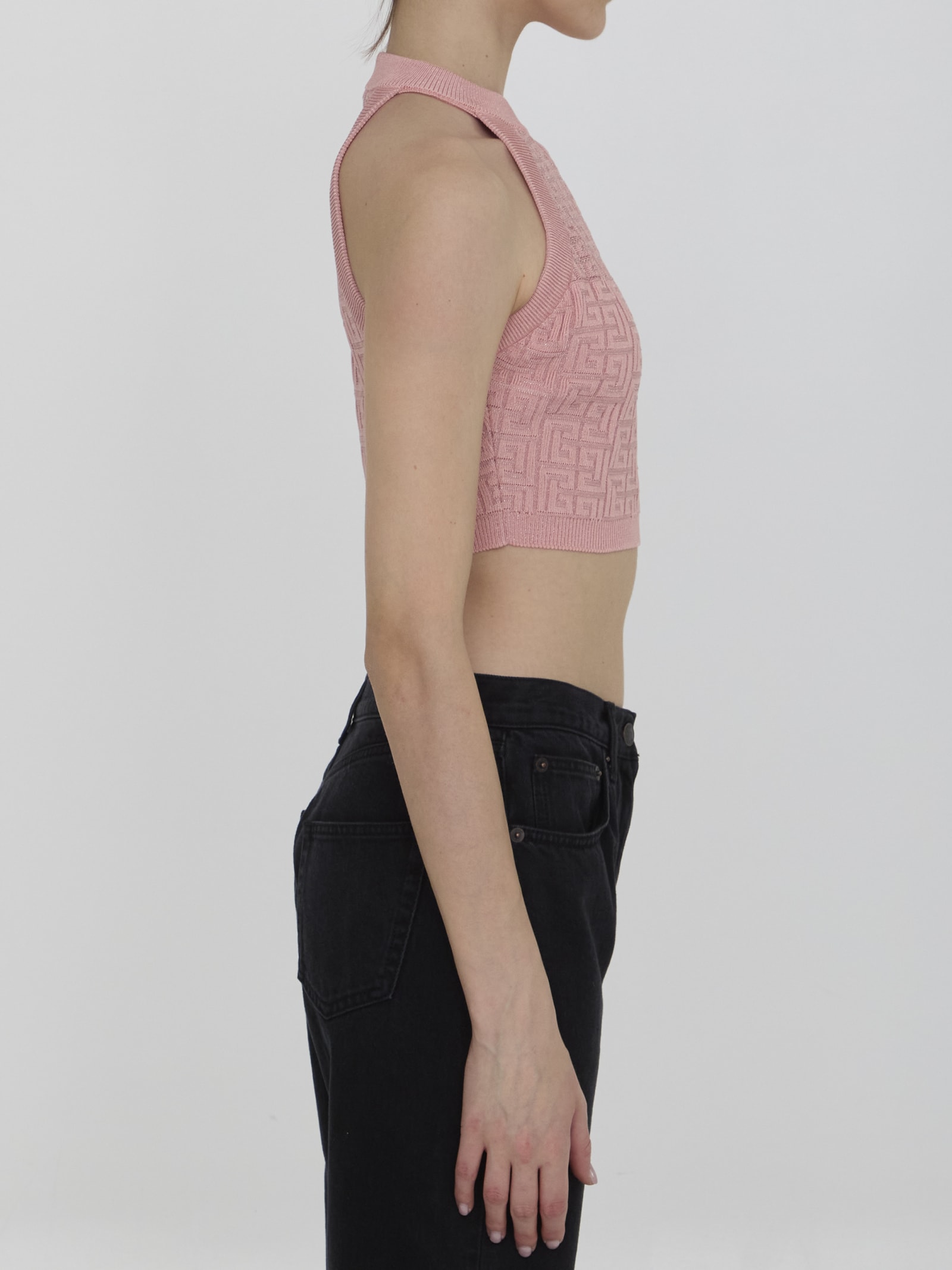 BALMAIN PB LABYRINTH KNIT TOP