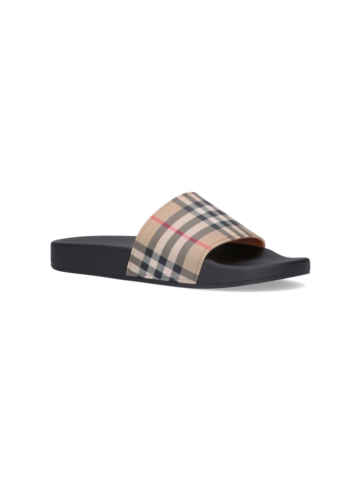 Burberry Men Vintage Check Print Slides In Black