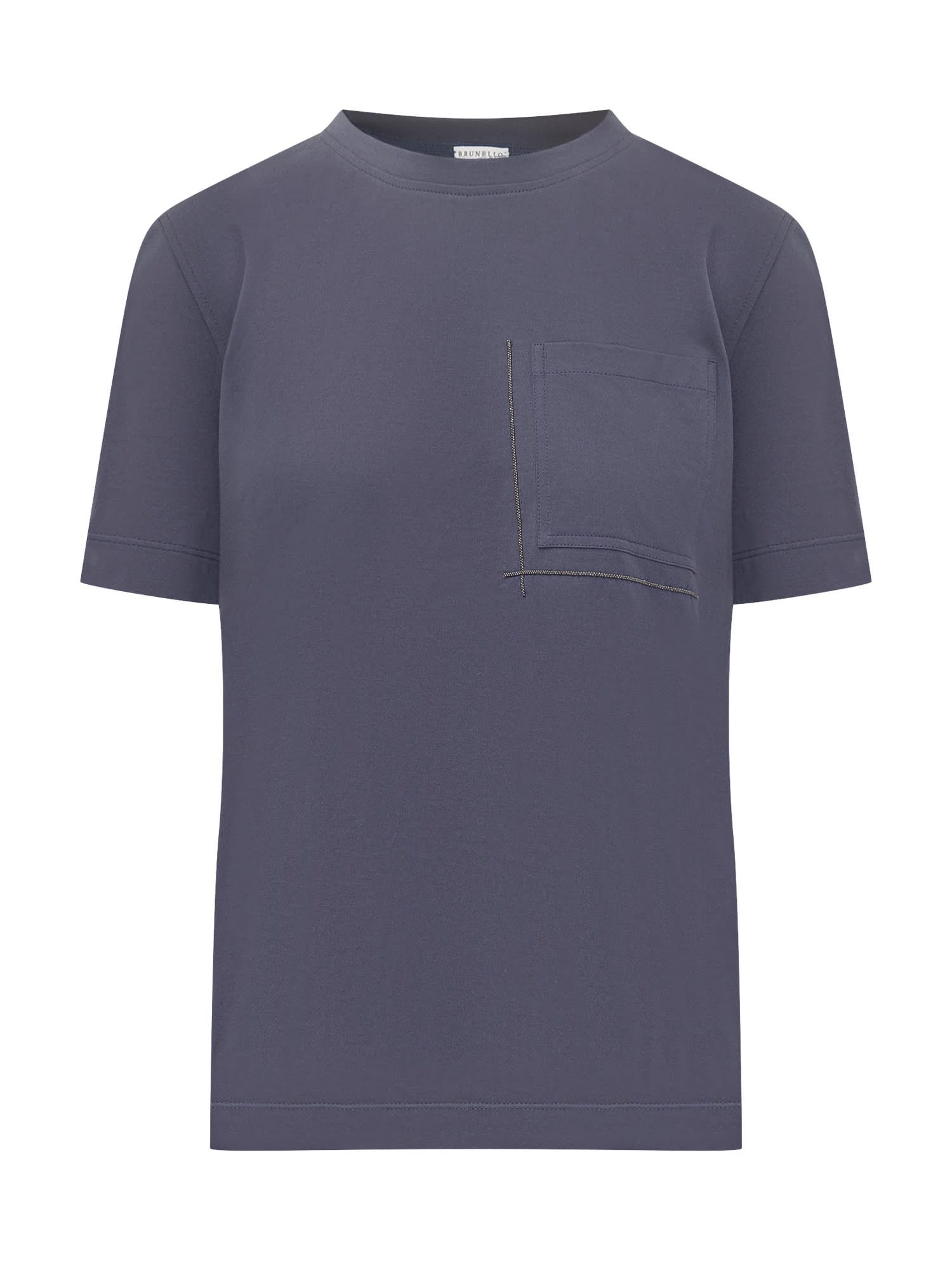 Brunello Cucinelli Cotton Pocket-detail T-shirt In Blue