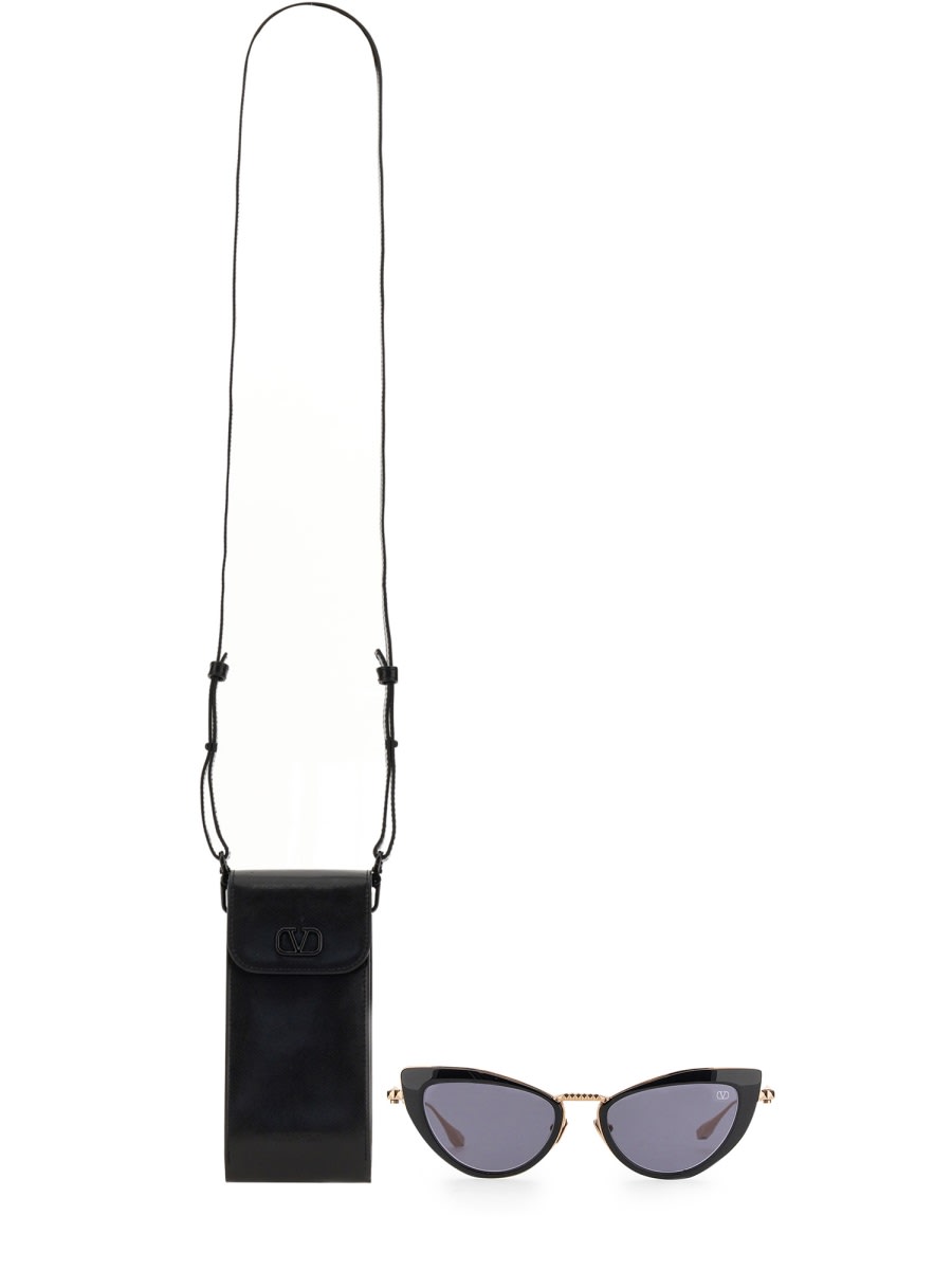 Shop Valentino Viii Cat-eye Titanium Sunglasses In Brown