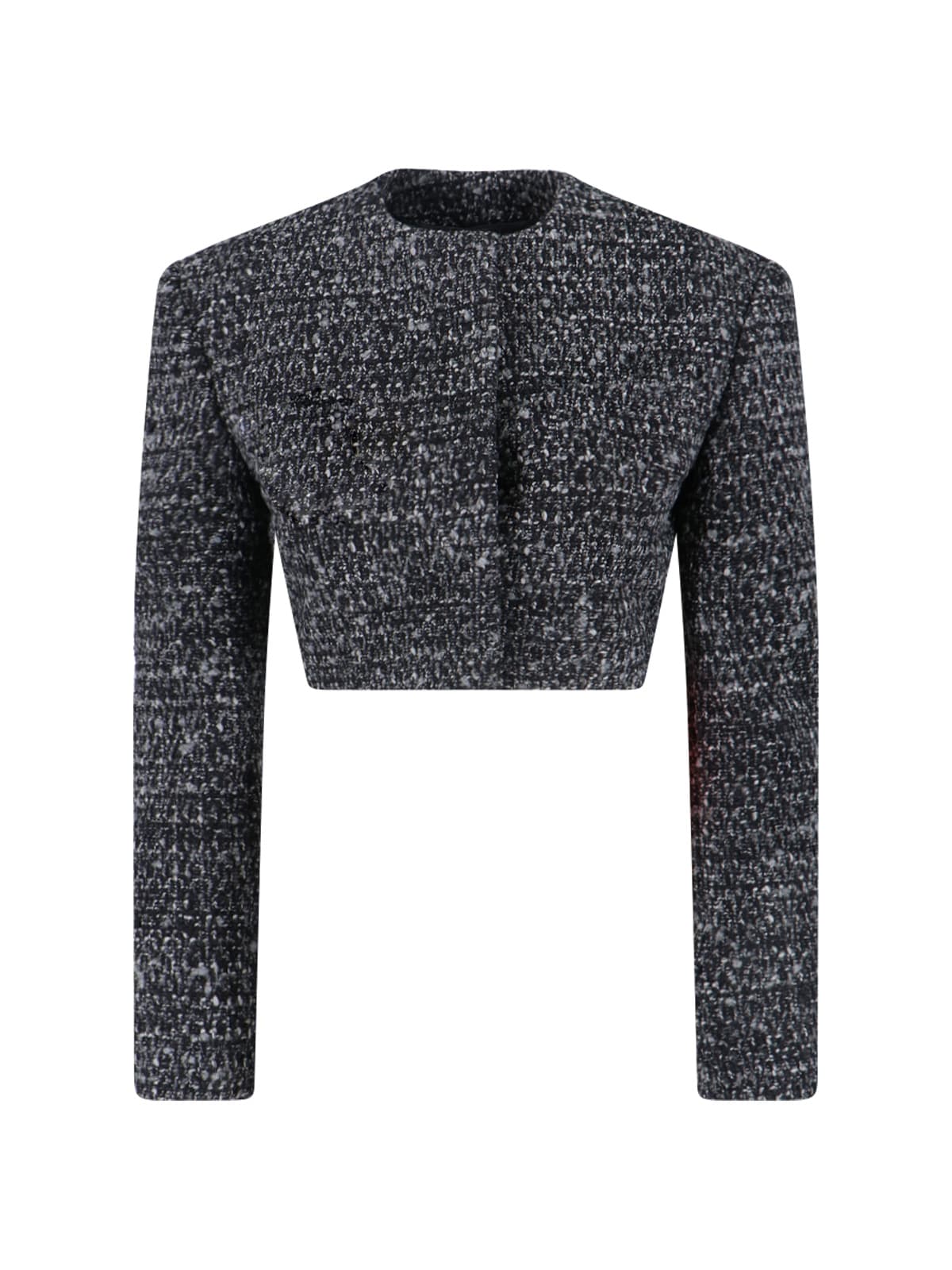 Diesel Cropped Tweed Jacket Long Sleeves In Black