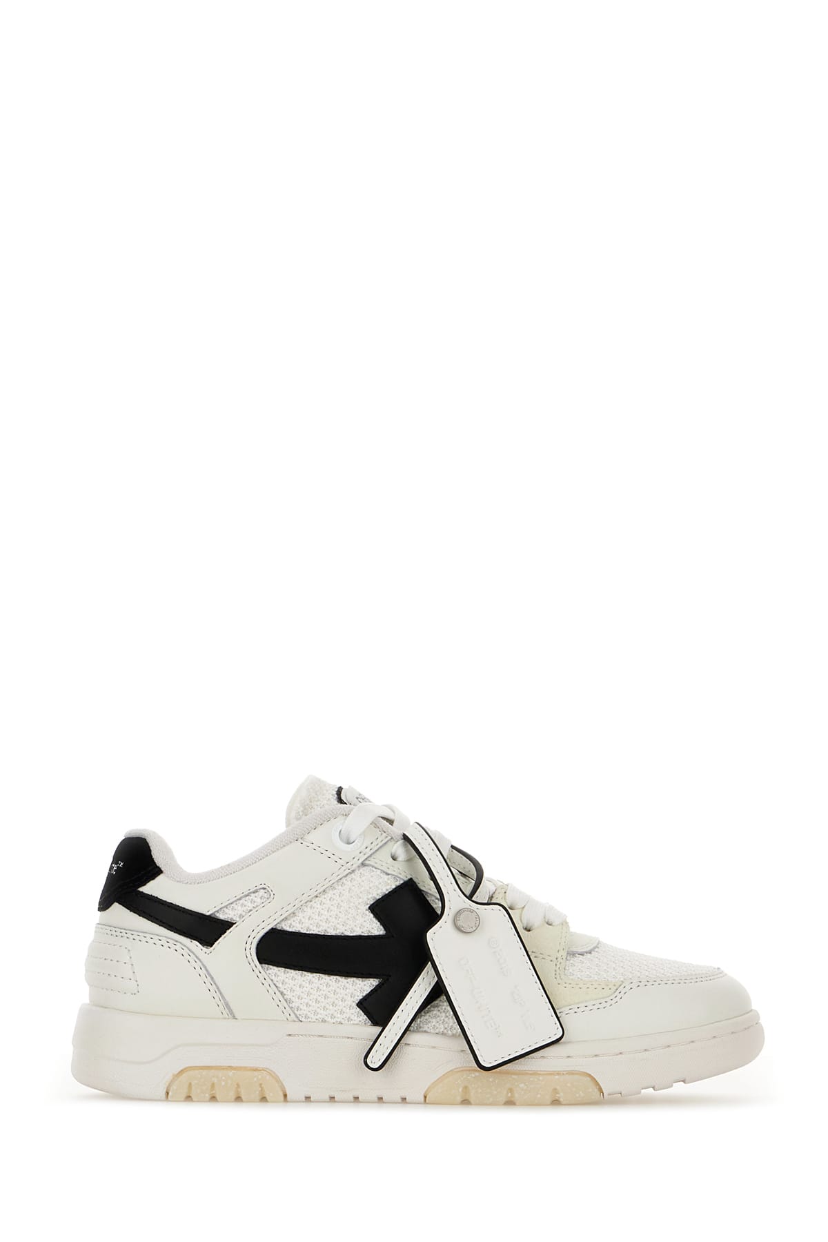 Off-white Two-tone Leather And Polyester Out Off Office Sneakers In White Black