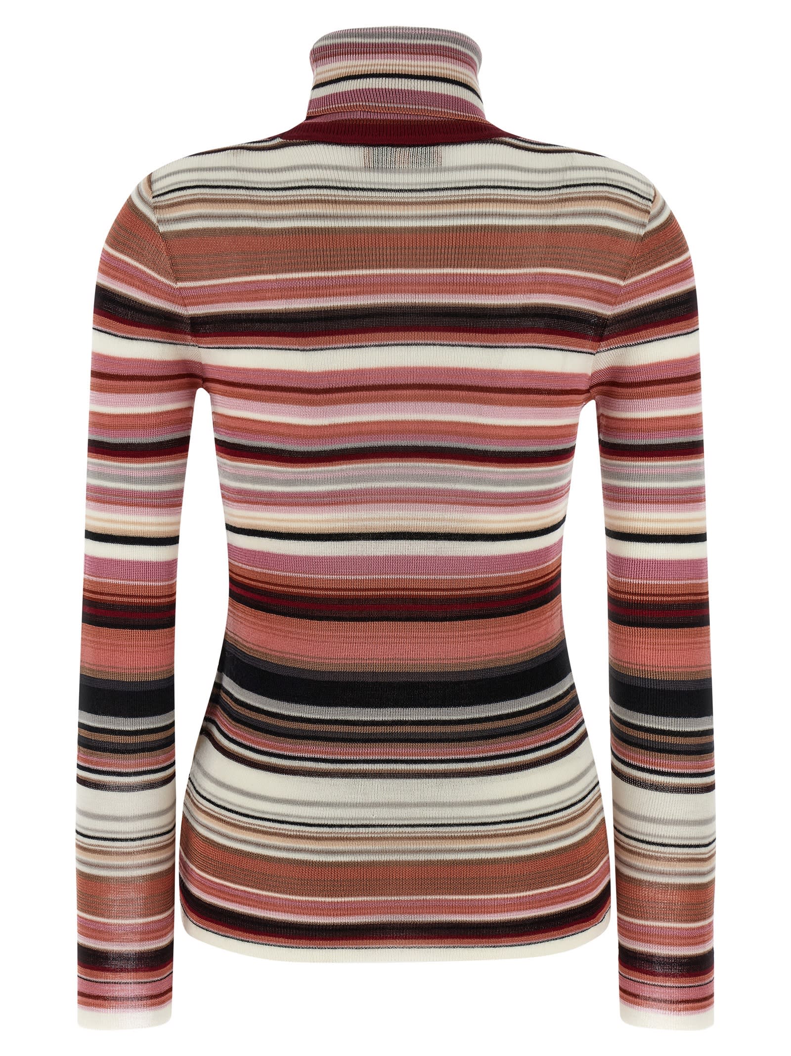 Missoni Striped Turtleneck Sweater Sweaters And Cardigans Pink In Brown