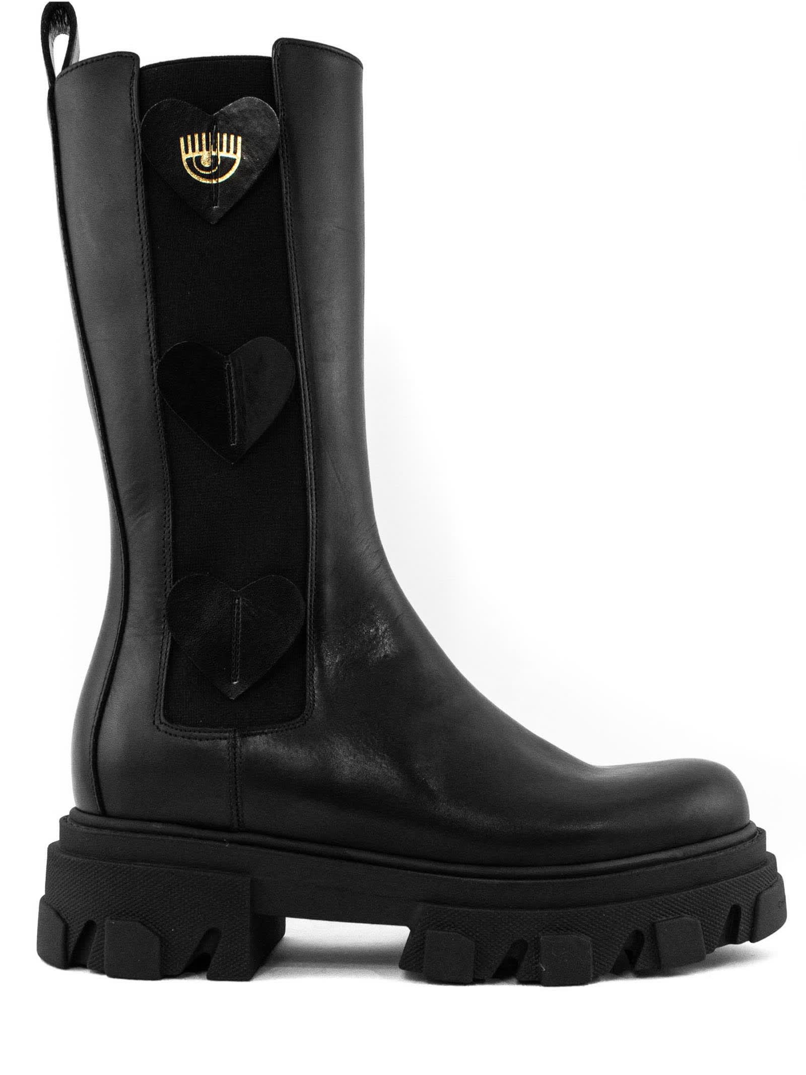 Chiara Ferragni Black Leather Boot