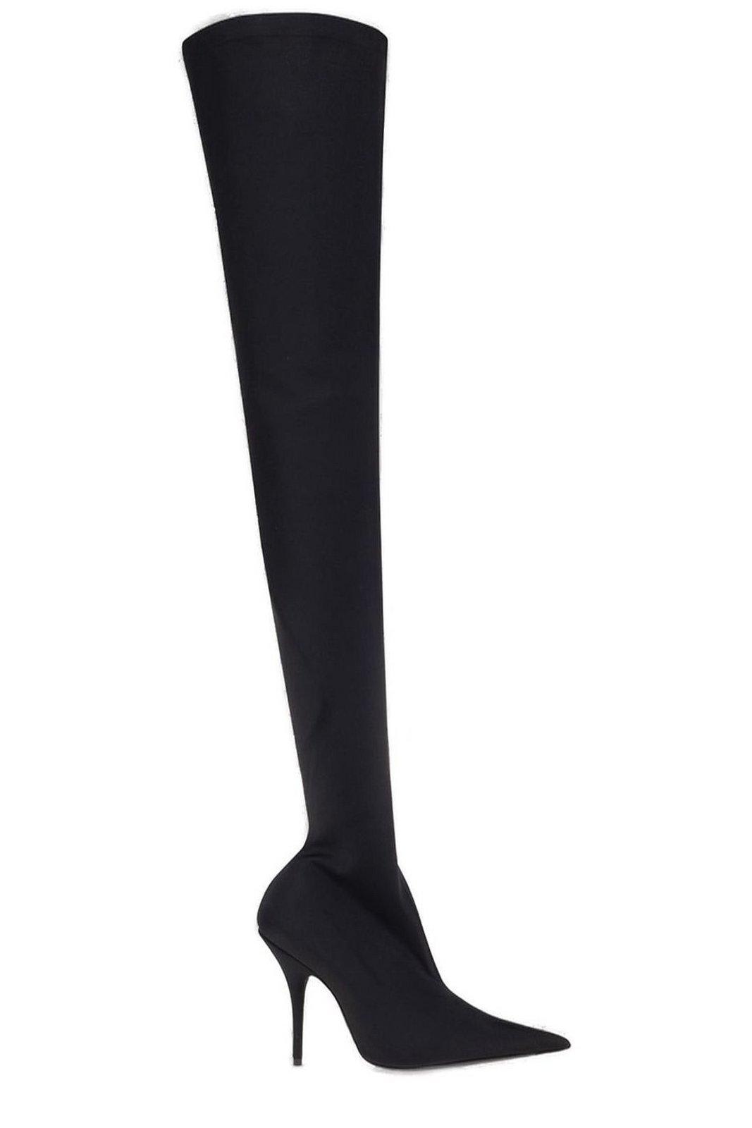 Shop Balenciaga Knife Heeled Thigh-high Boots In Black
