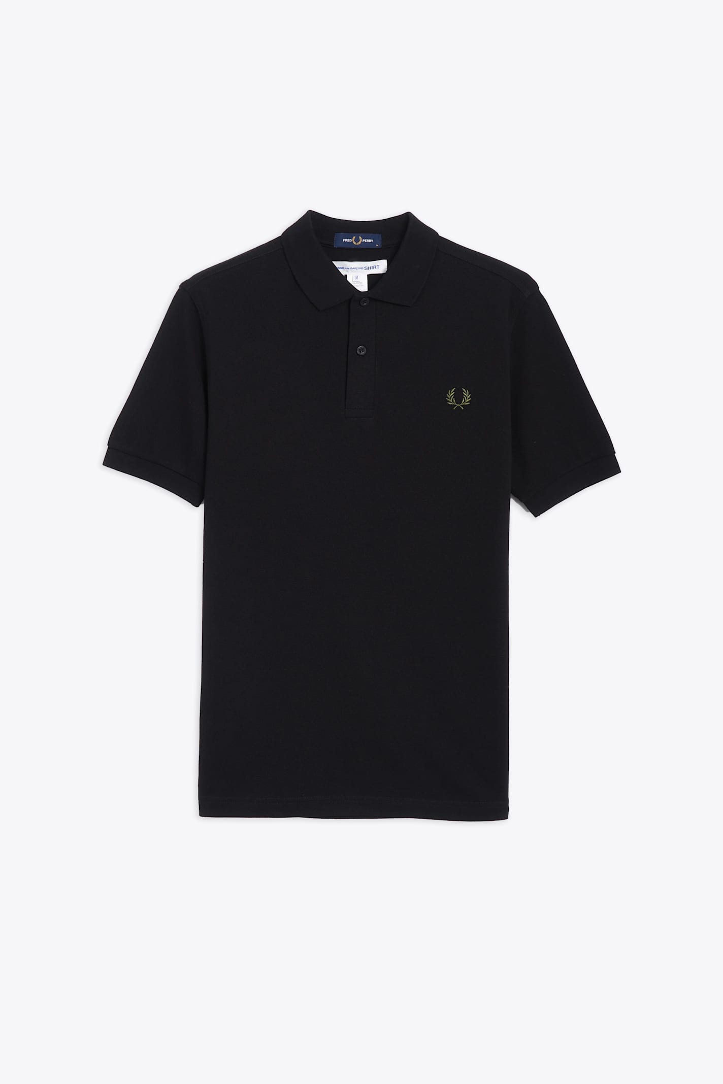 Comme des Garçons Shirt Mens T-shirt Knit Black cotton Fred Perry polo shirt with back print