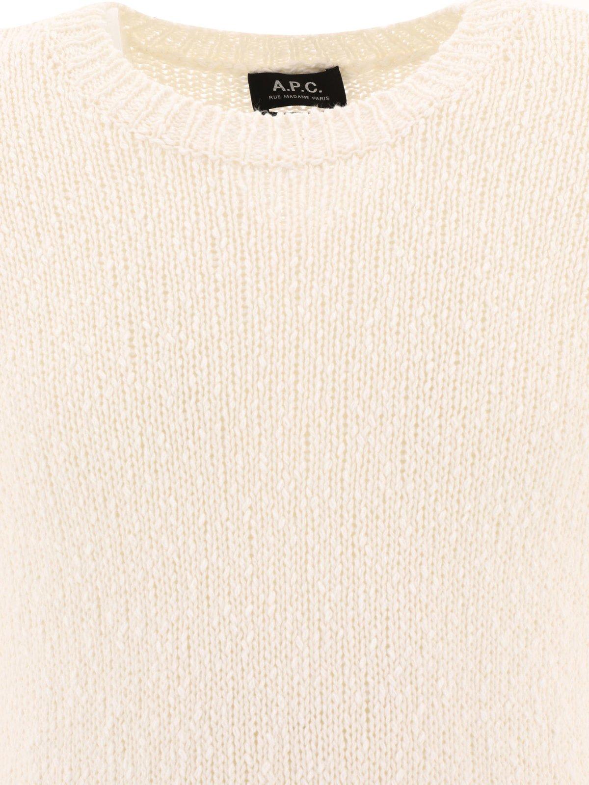 Shop Apc Gaston Long-sleeved Crewneck Sweater In Aac Off White