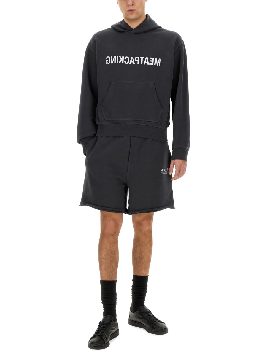 Helmut Lang Cotton Shorts With Back Pockets And Elastic Waistband In Black