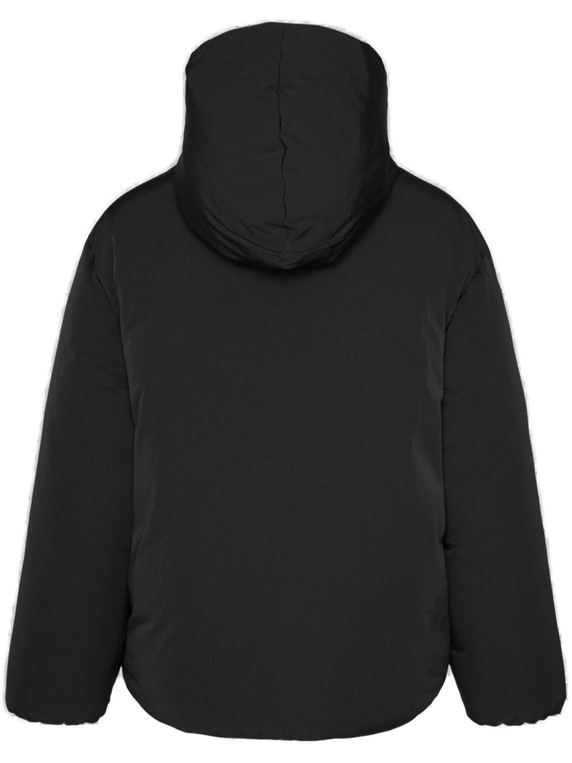 Shop Jacquemus Logo Patch Padded Coat In 990 Black