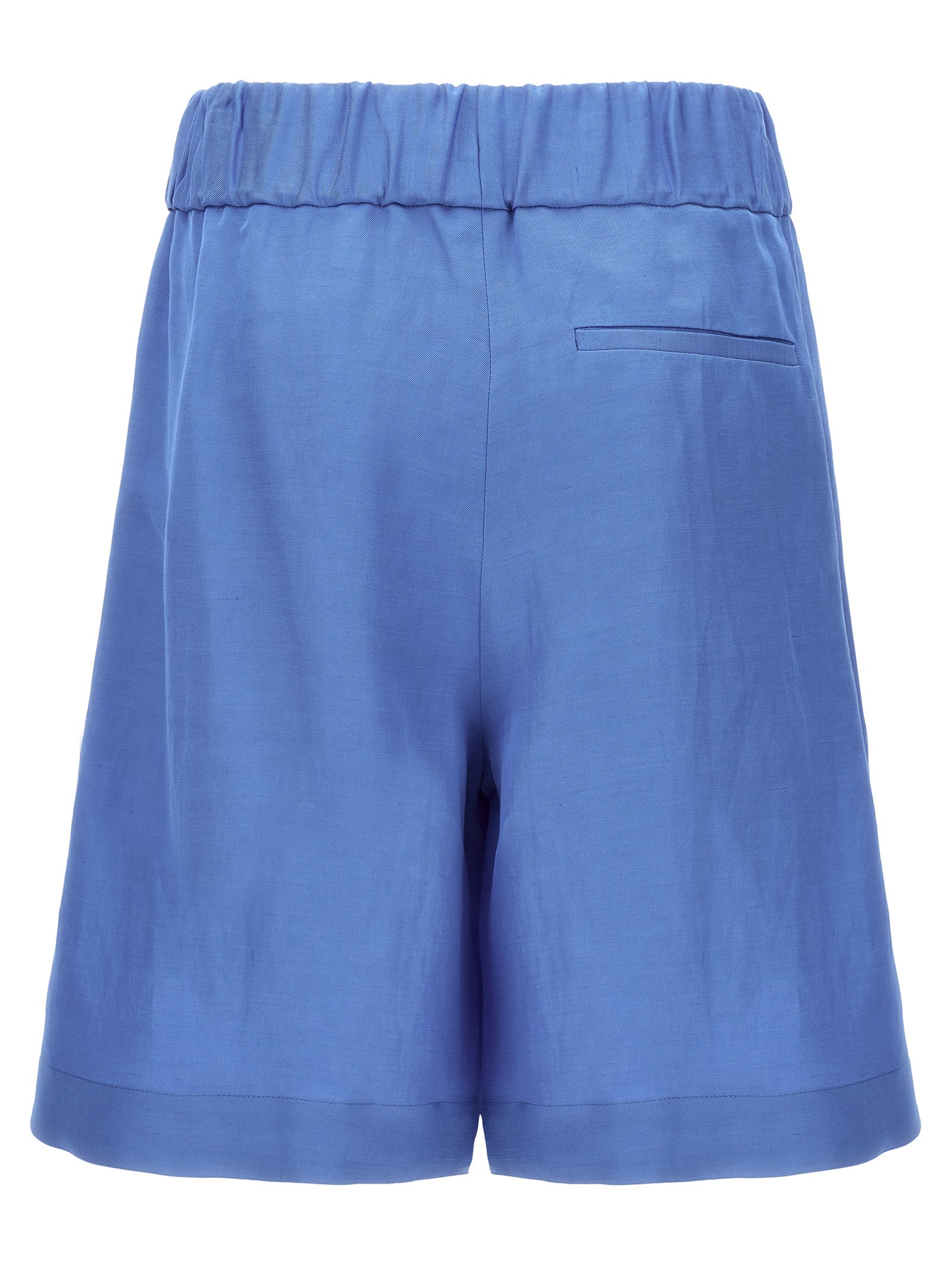 Shop Alberto Biani Elastic Shorts At The Waist In Light Blue