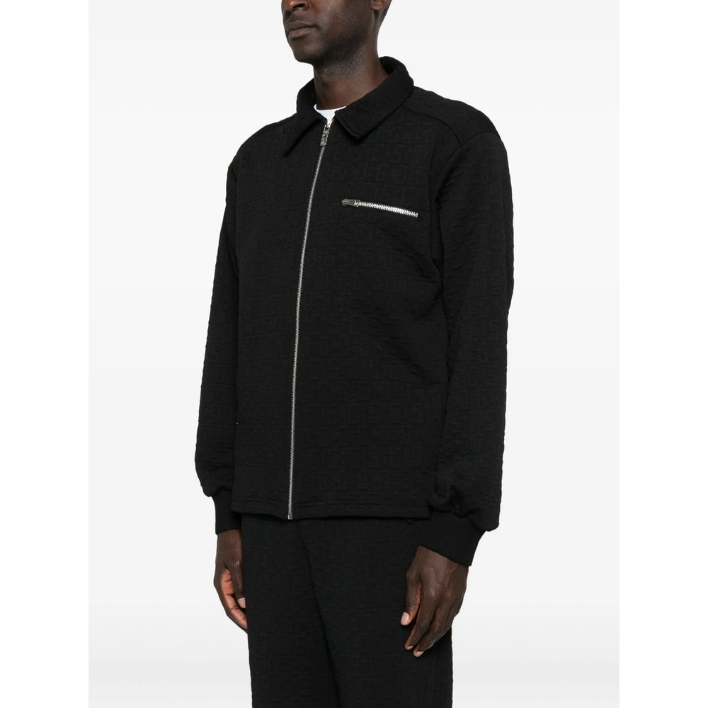 Gcds Cotton Zip-up Jacket In Black