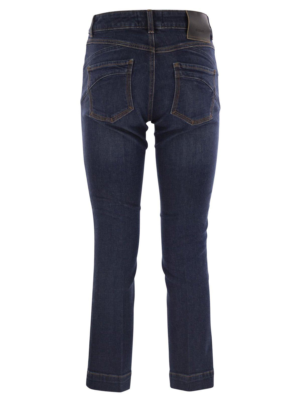 Sportmax Logo Patch Cropped Jeans In Blue