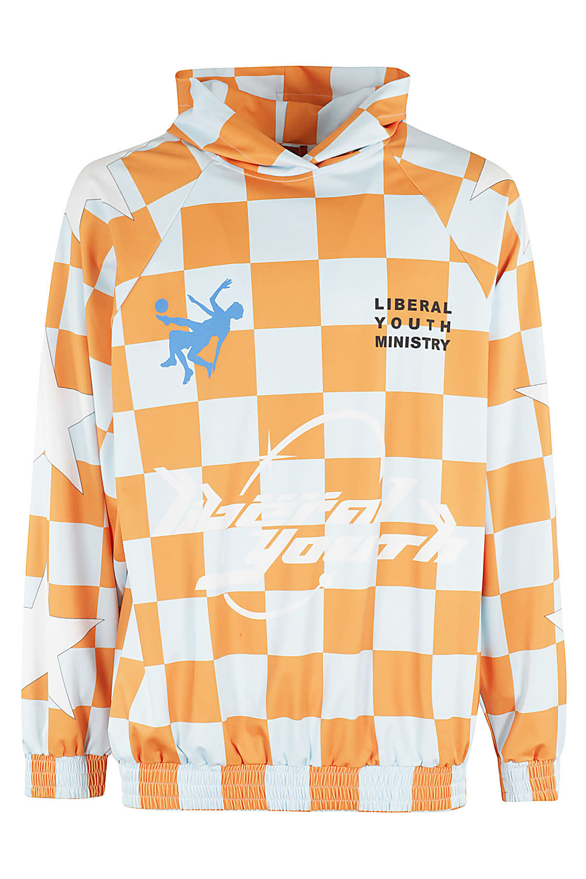 Shop Liberal Youth Ministry Lym Football Hoodie In Orange Blue
