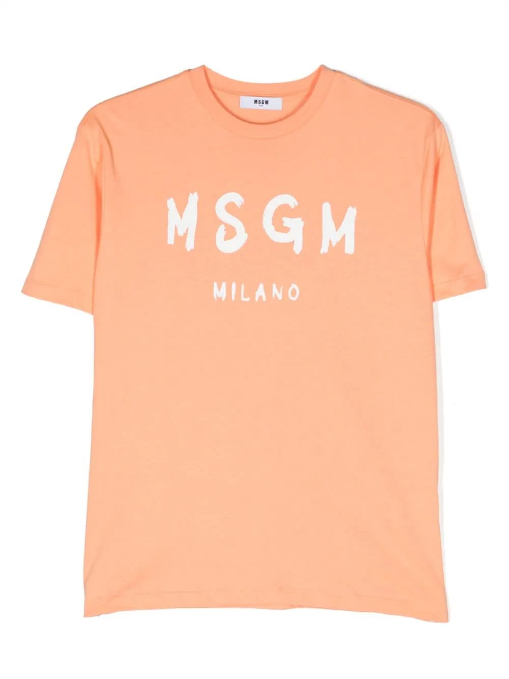 Shop Msgm T-shirt Con Logo In Pesca