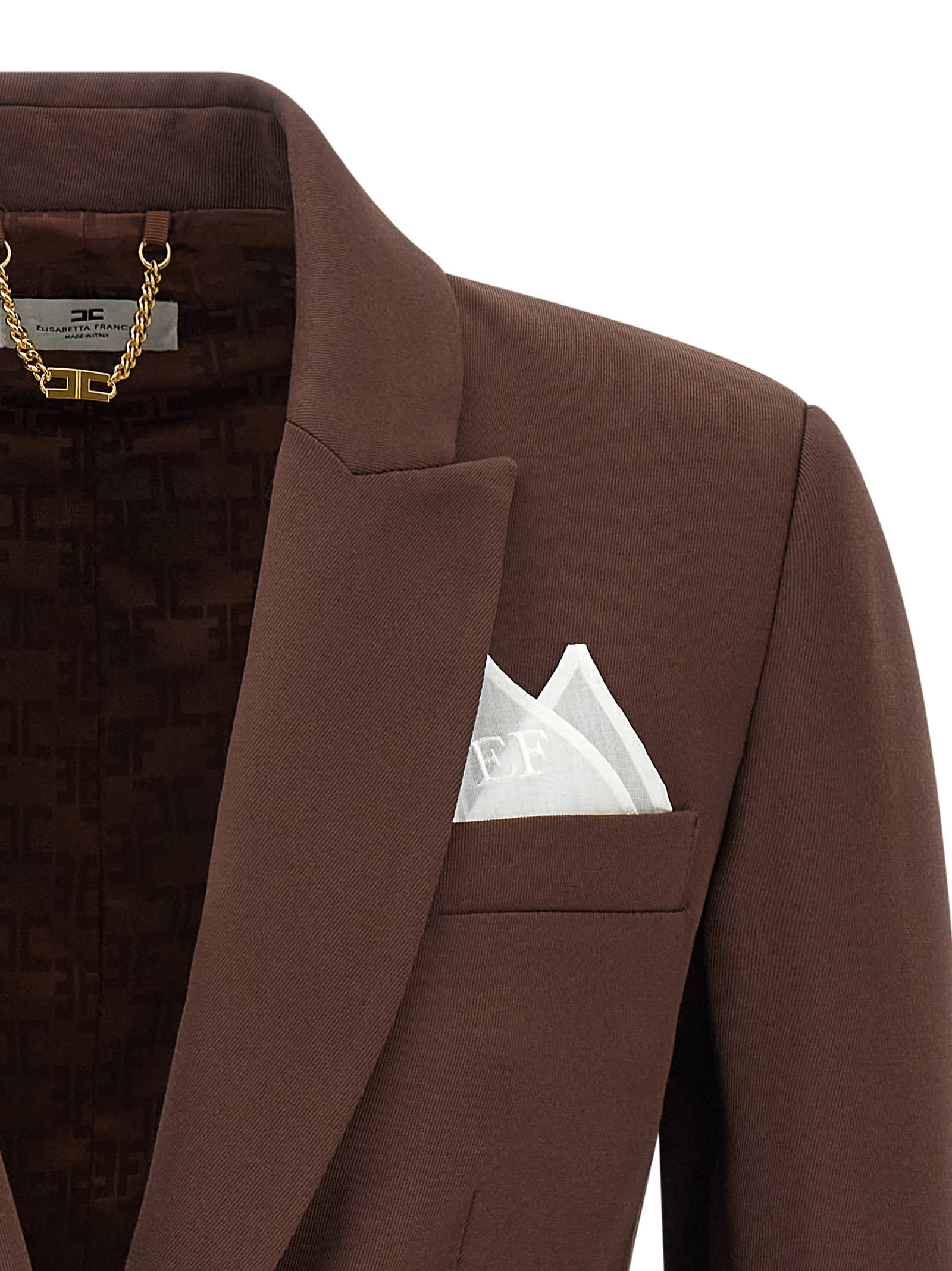 Elisabetta Franchi Single-breasted Viscose Blend Blazer In Brown