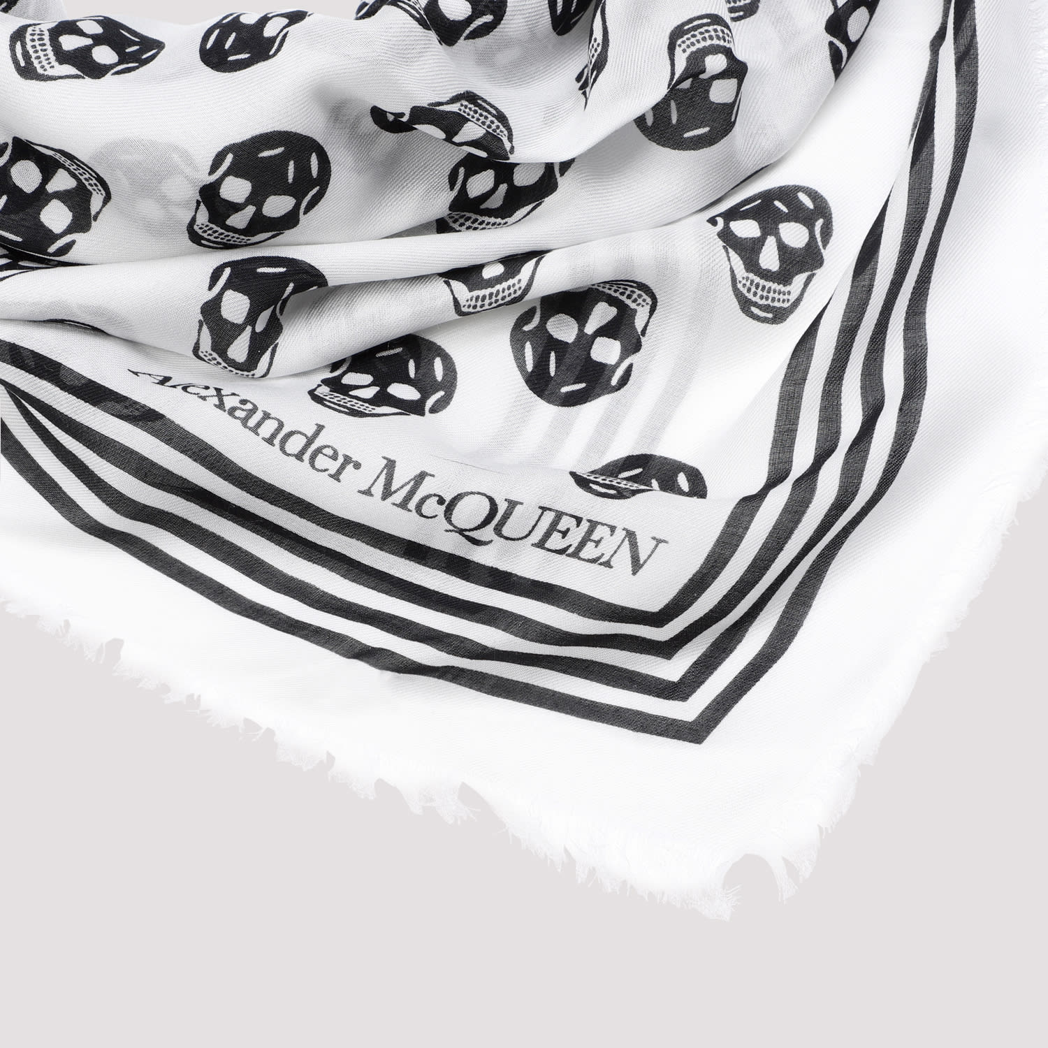 Shop Alexander Mcqueen Biker Scarf In Ivory Black