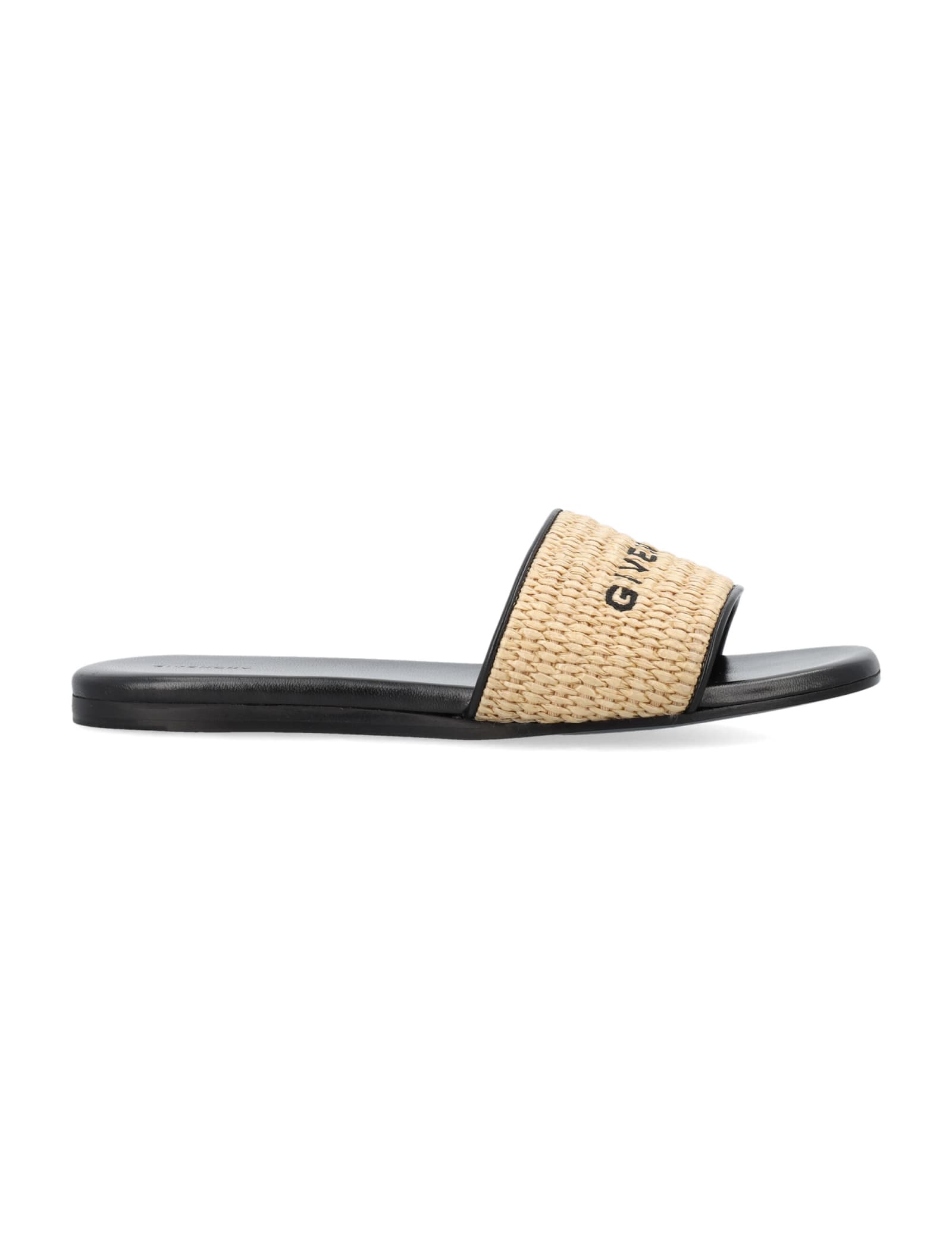 Shop Givenchy 4g Flat Raffia Shoes In Natural Black