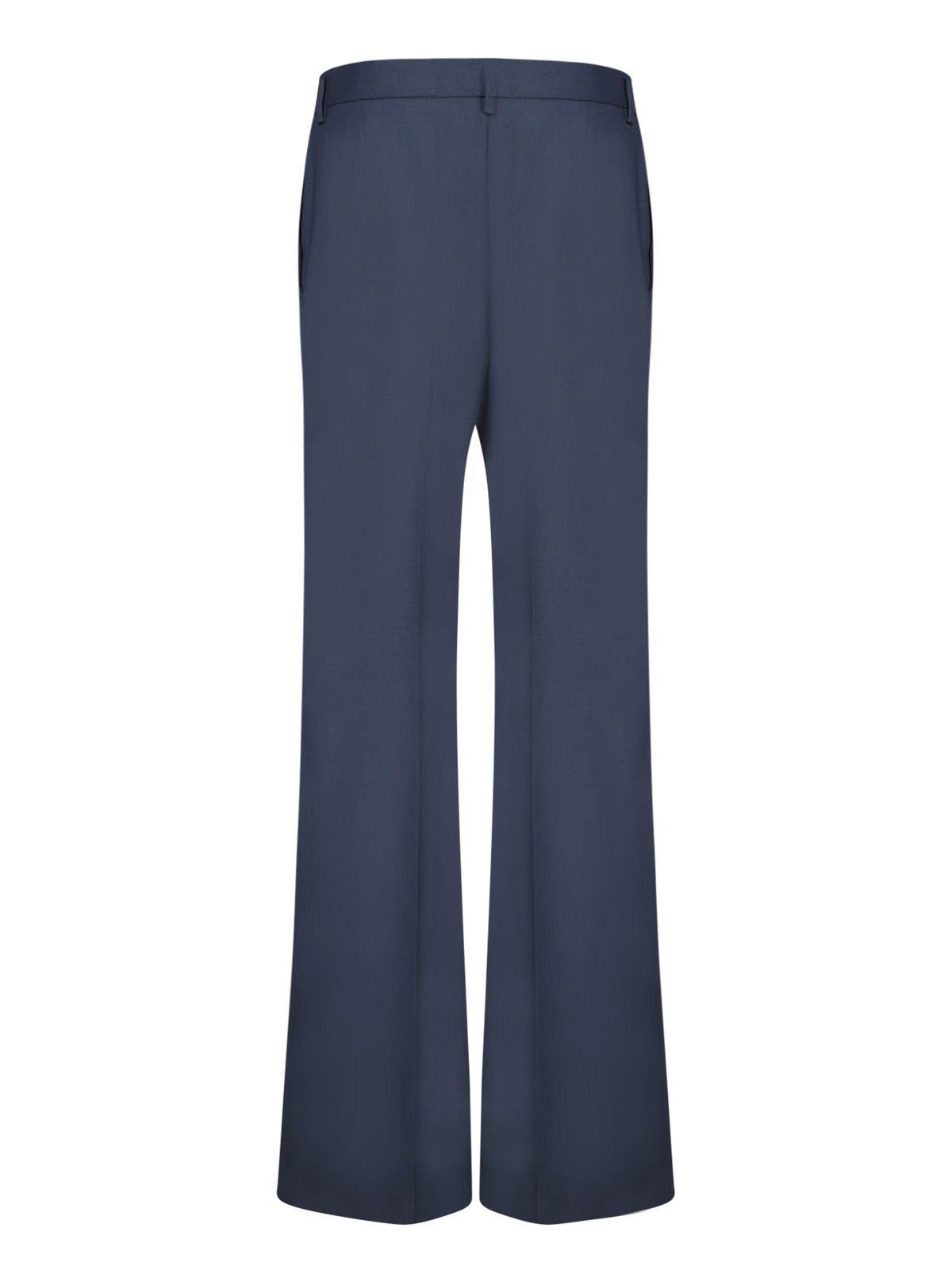 Shop Msgm Straight Leg Plain Formal Trousers In Blu Navy