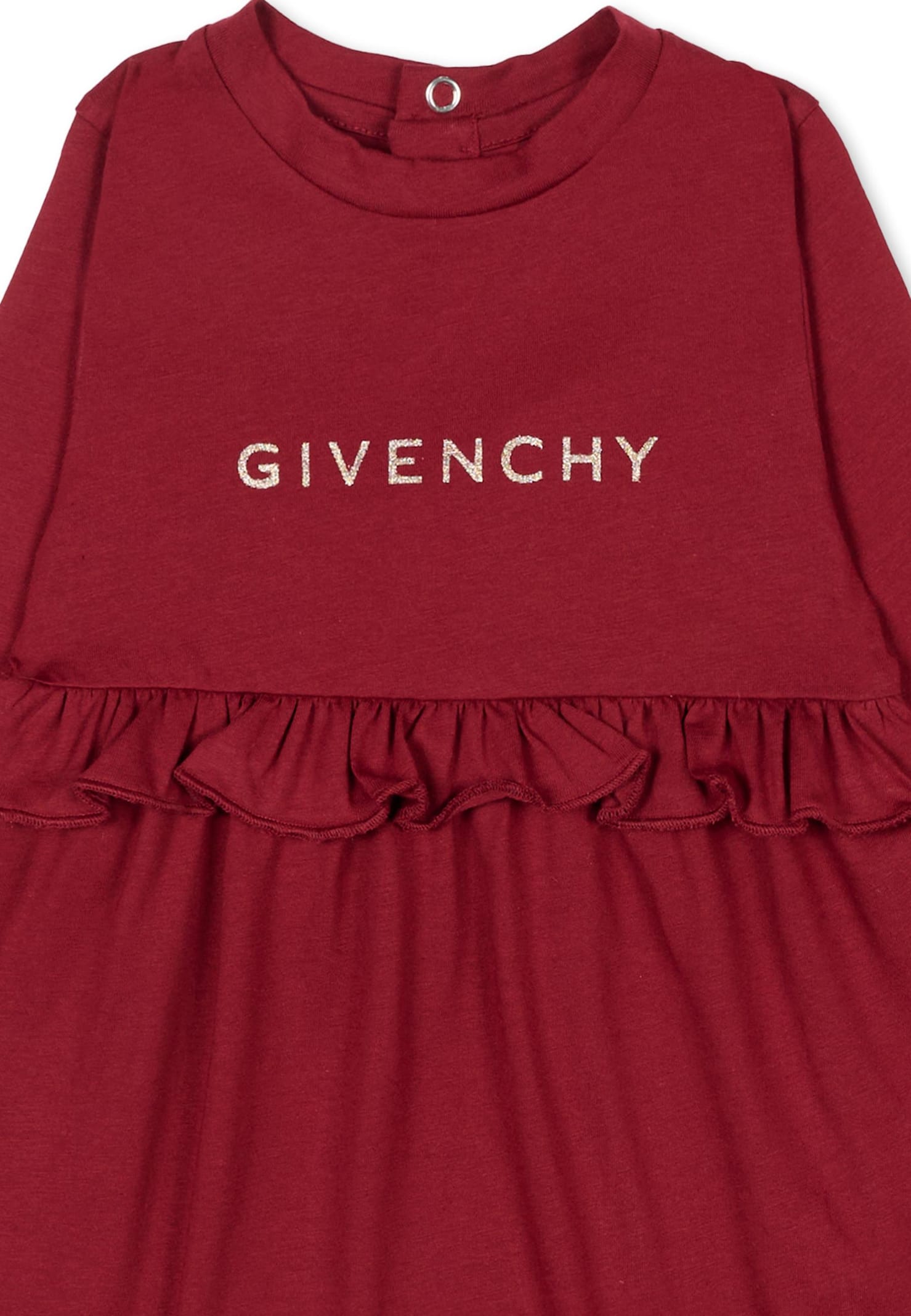 Givenchy Burgundy Dress For Baby Girl With Logo In Burgundy