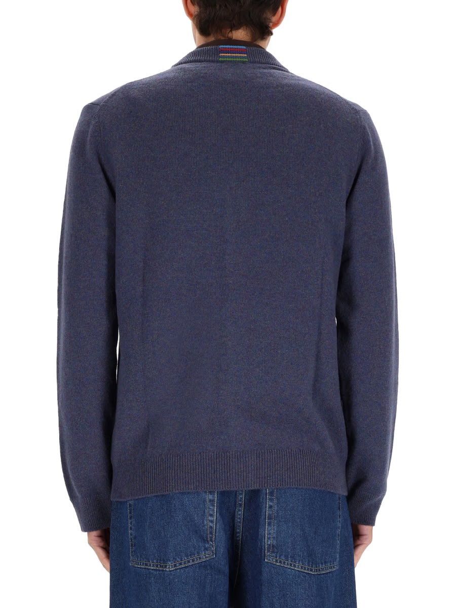 Ps By Paul Smith Classic Button-up Cardigan Sweater In Muted Blue In Blue