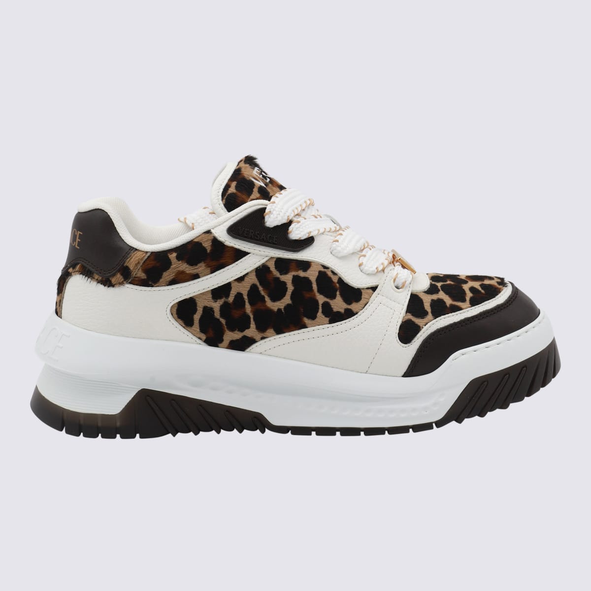 Shop Versace White And Leo Sneakers