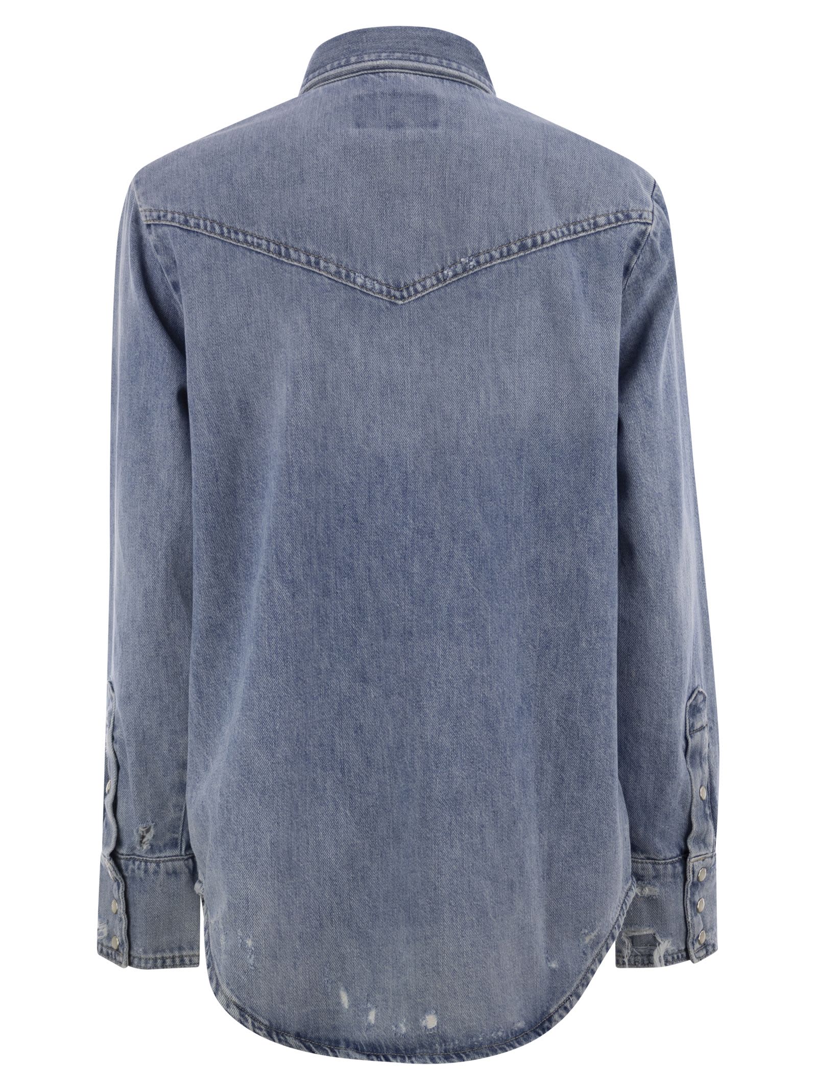 Shop Polo Ralph Lauren Western Shirt In Irregular Denim