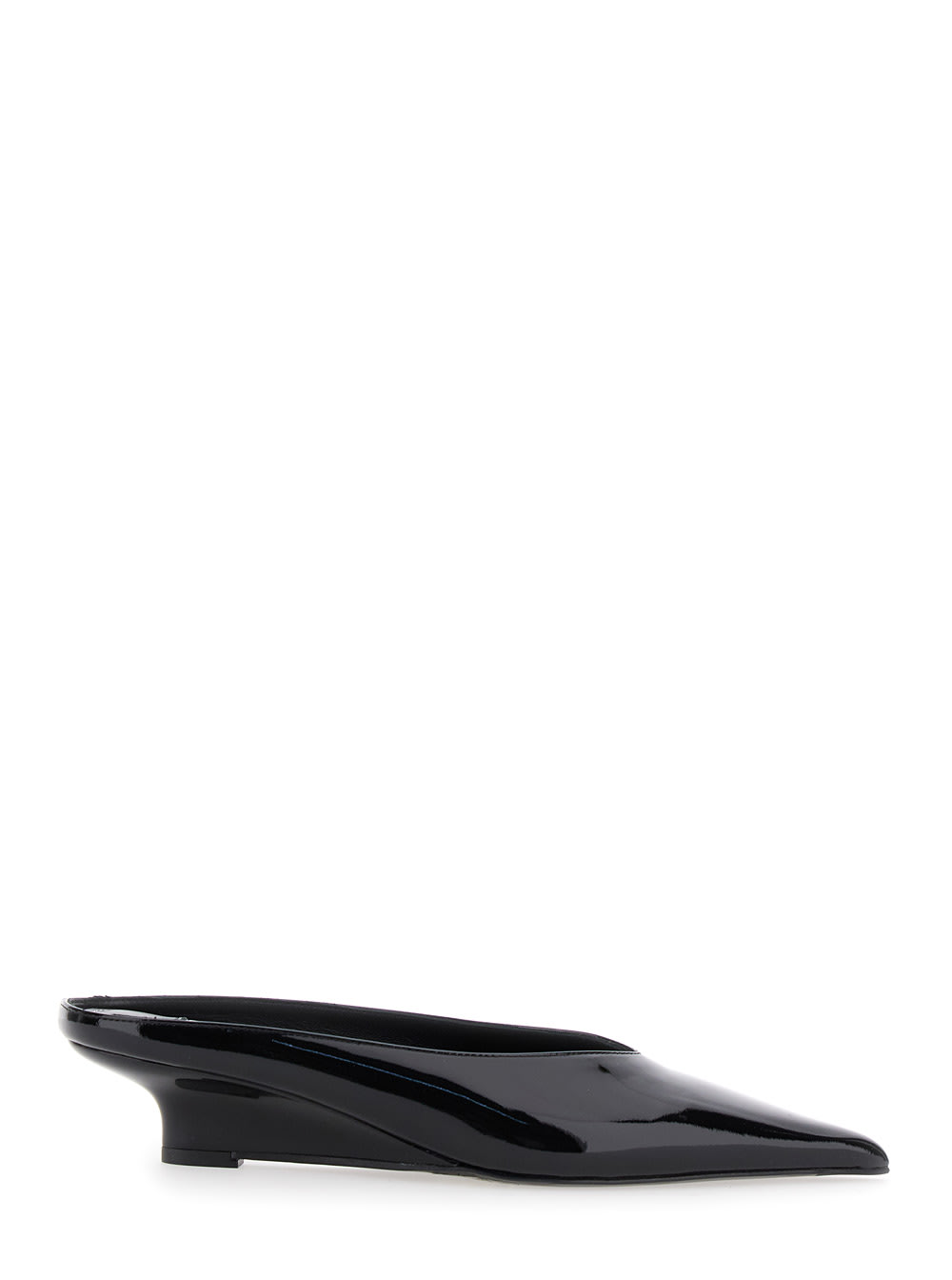 Totême sharp Black Wedge Mules In Patent Leather Woman