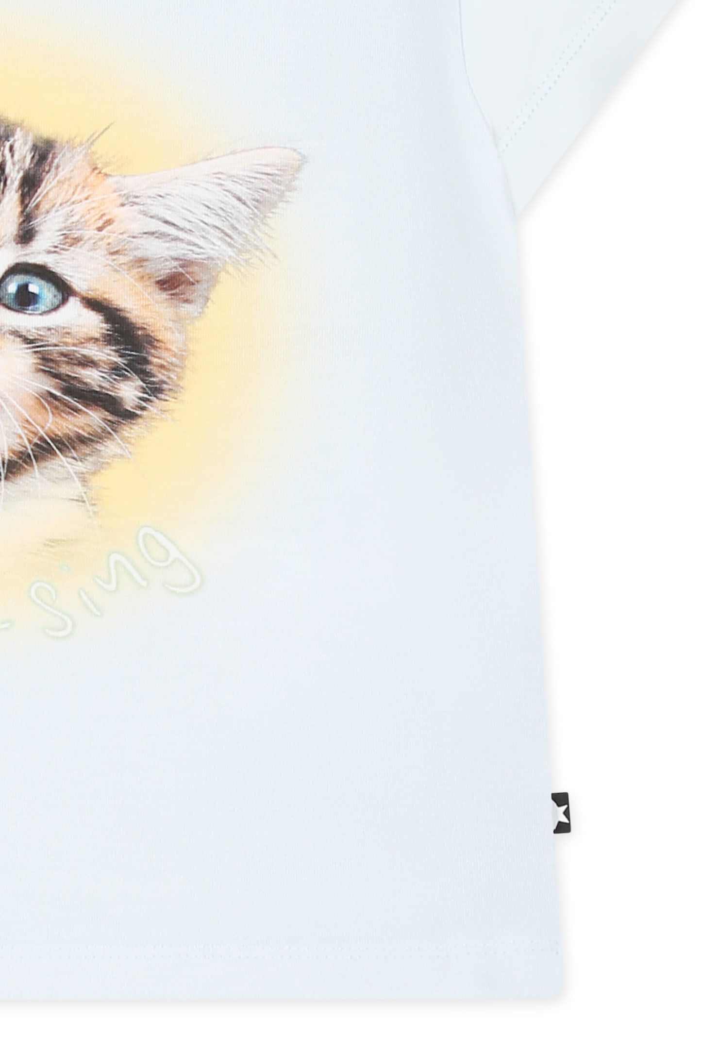 Molo Light Blue T-shirt For Babykids With Cat In Light Blue