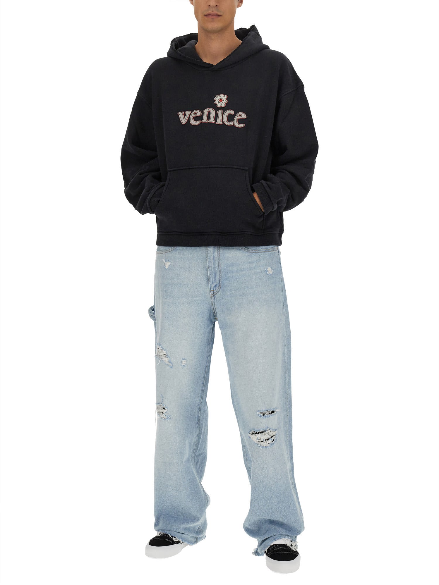 Shop Erl Venice Sweatshirt In Black