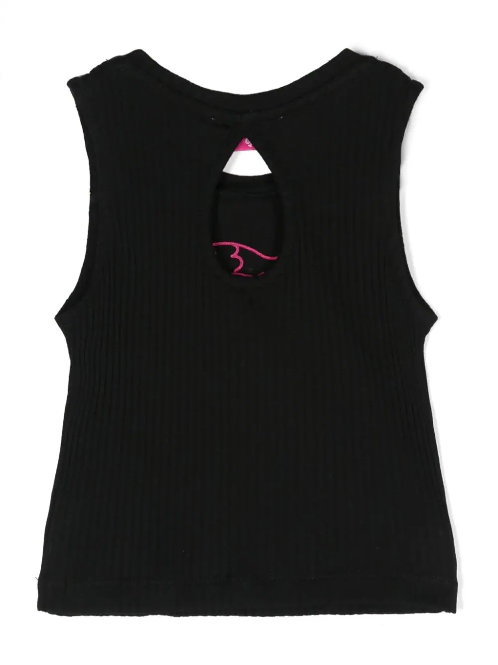 Shop Pucci Black Ribbed Tank Top With Fish Motif