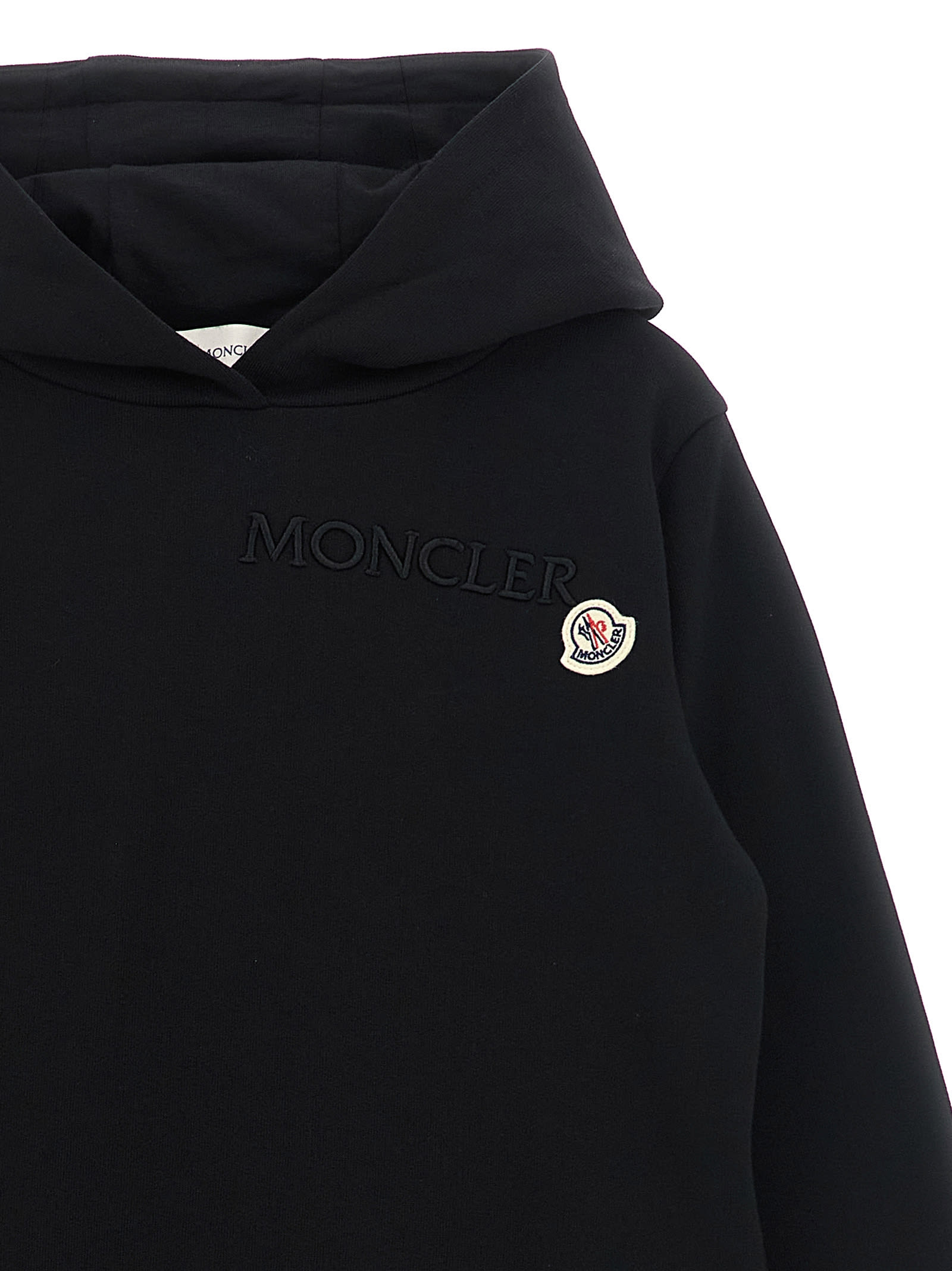 Moncler Logo Embroidery Hoodie In Black