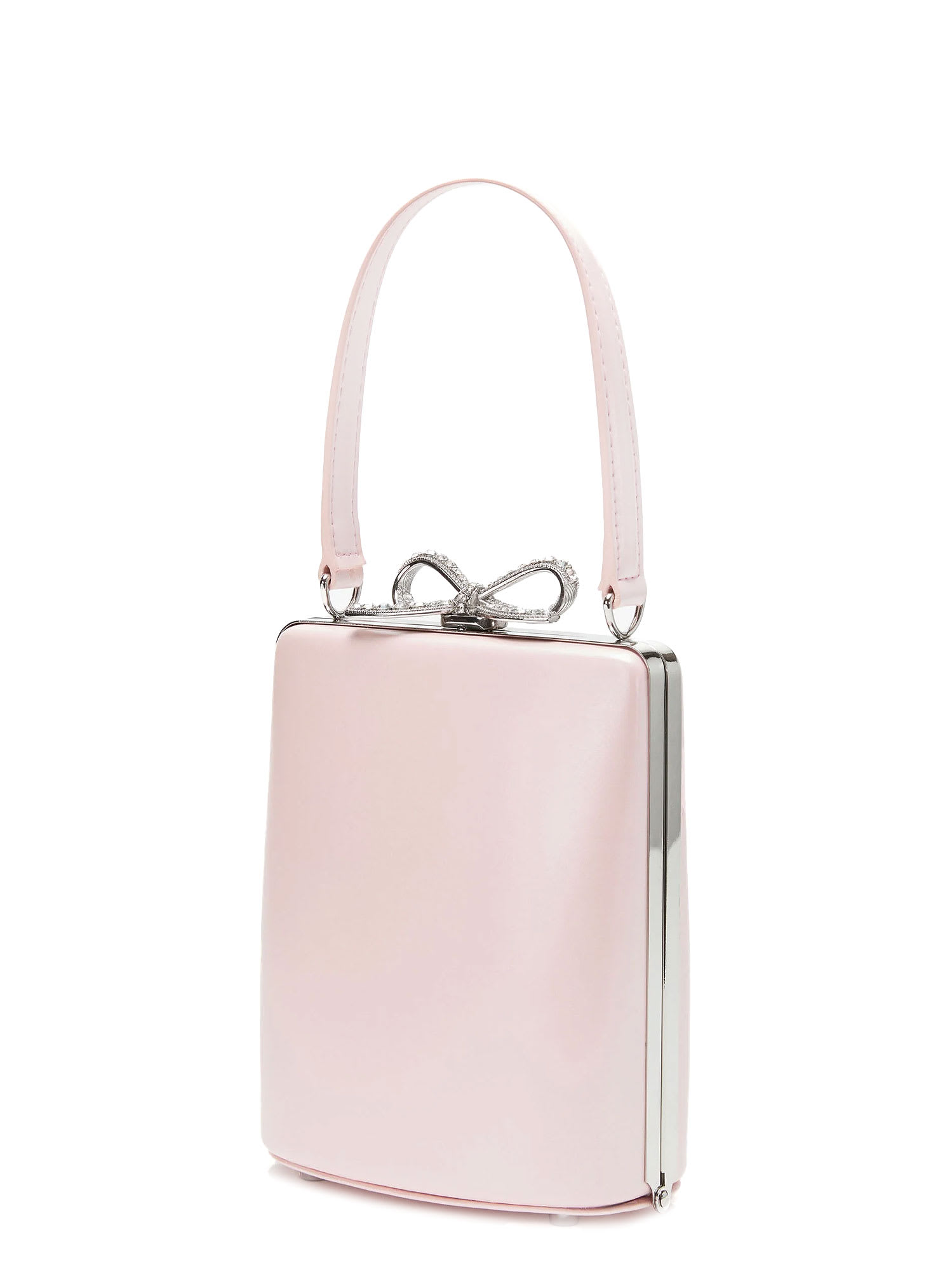 Self-portrait Bow Detail Box Shape Metal Frame Top Handle In Pink