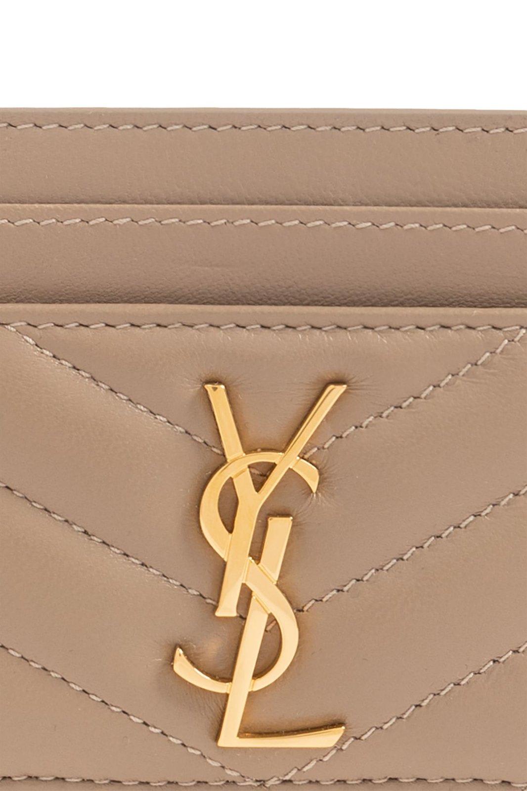 Saint Laurent Cassandre Card Holder In Brown