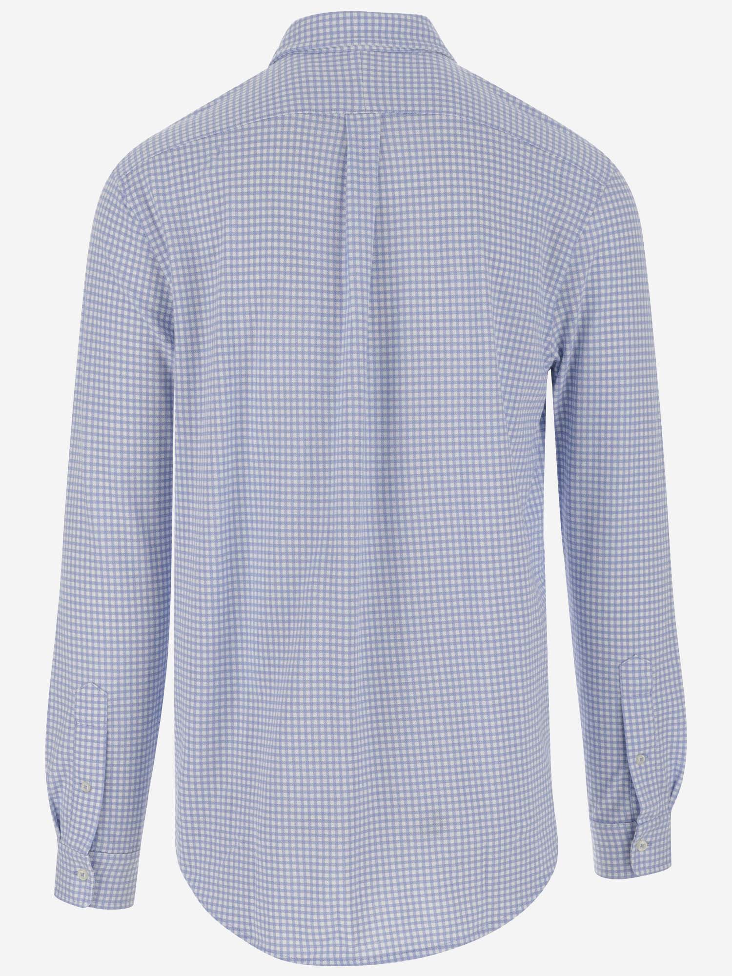 Shop Ralph Lauren Cotton Shirt With Vichy Pattern In Clear Blue