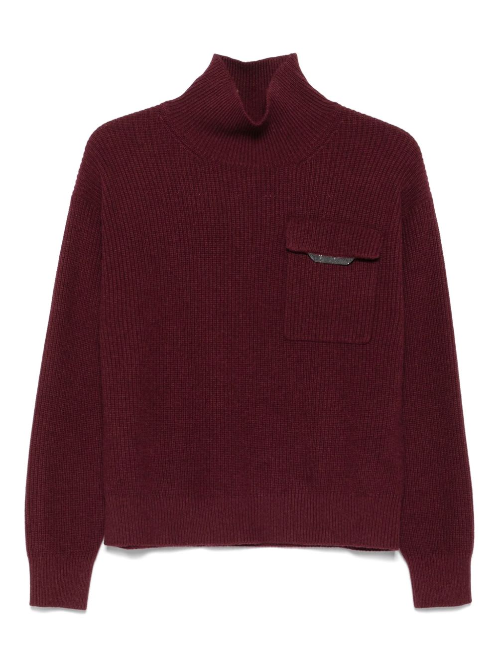 Brunello Cucinelli Cashmere Turtle-neck Jumper In Burgundy