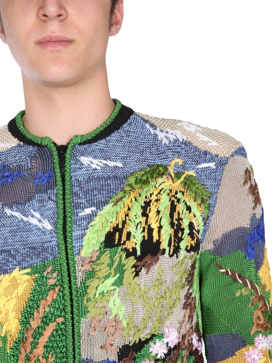 Shop Saint Laurent Teddy Tropical Embroidered Jacquard Jacket In Multicolour