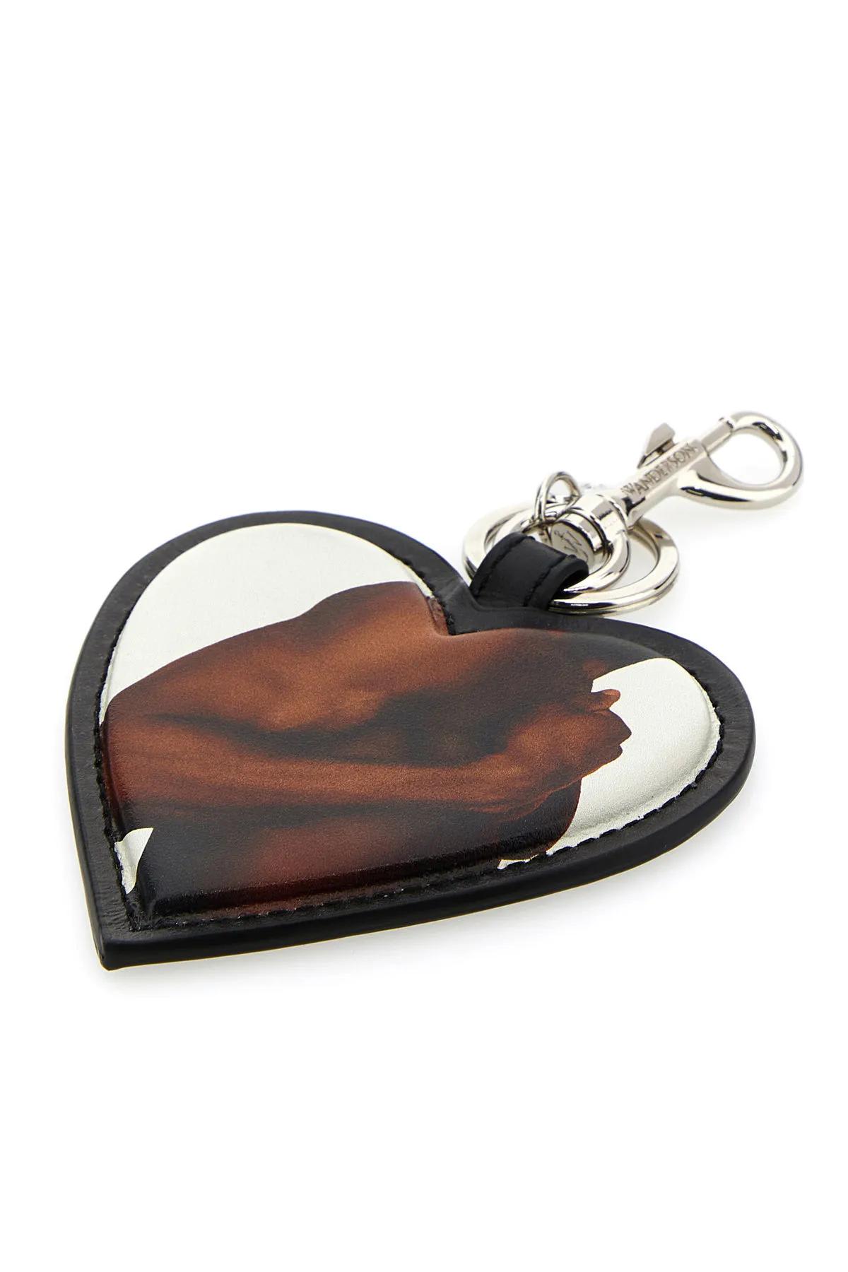 JW Anderson Heart-Shaped Leather Keyring - Black