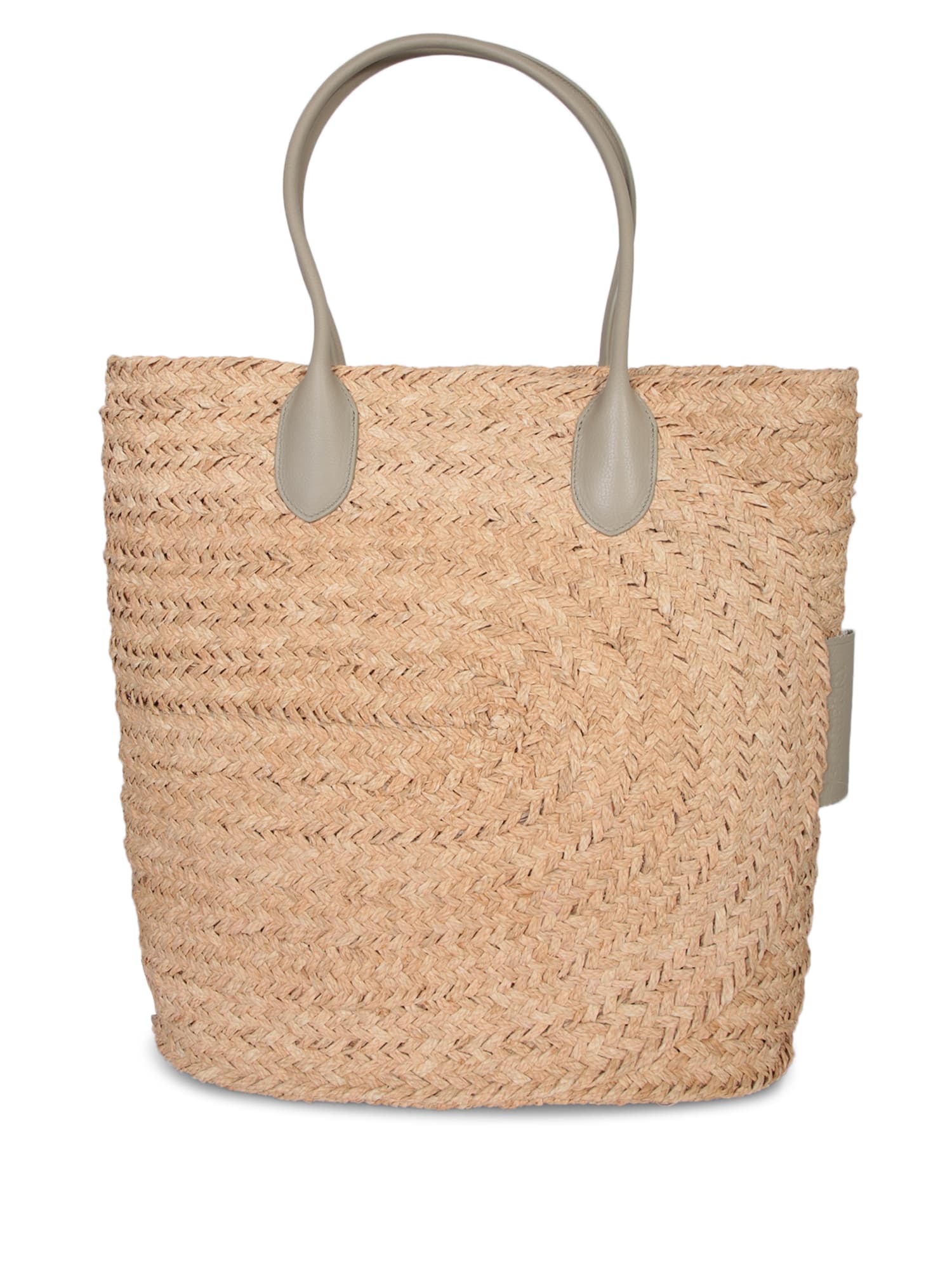 Shop Burberry Raffia And Leather Nude Tote Bag In Beige