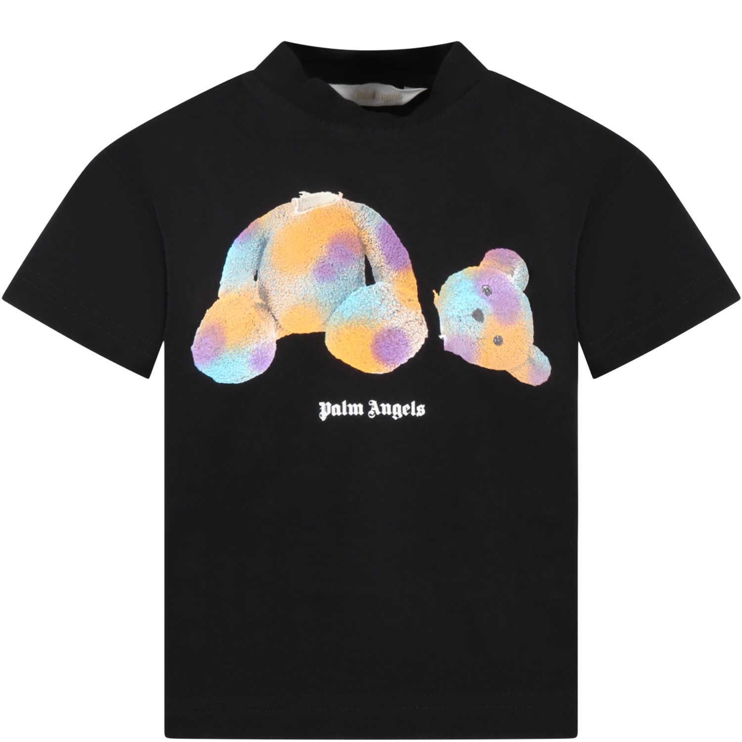 Palm Angels Black T-shirt For Kids With White Logo