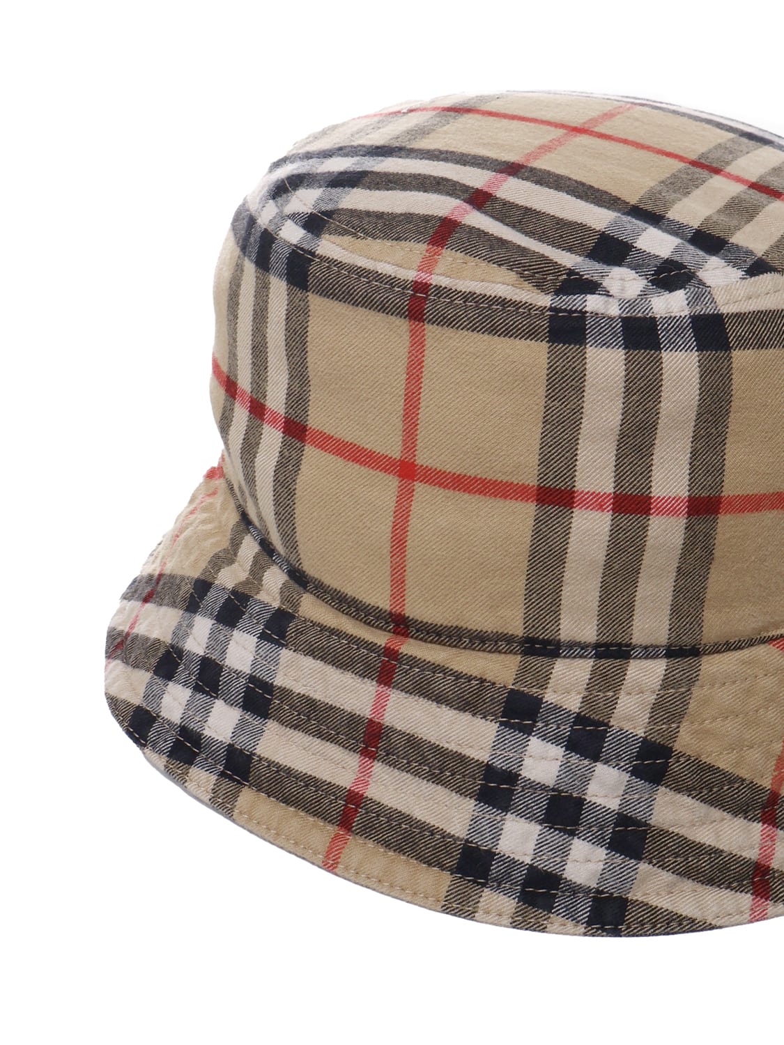 Shop Burberry Vintage Check Bucket Hat In Cotton In Beige