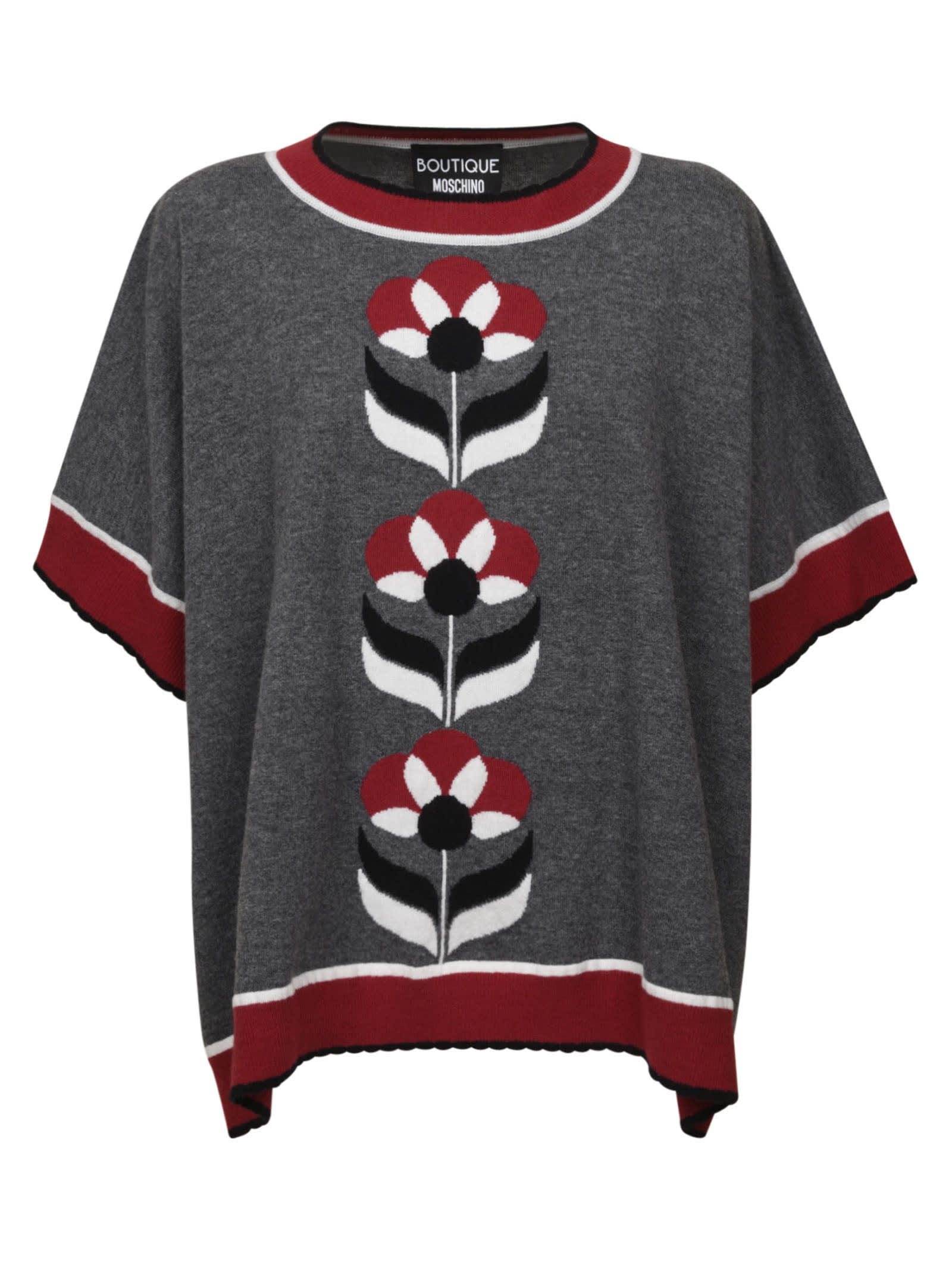 Moschino Floral Embroidered Short-sleeve Sweater