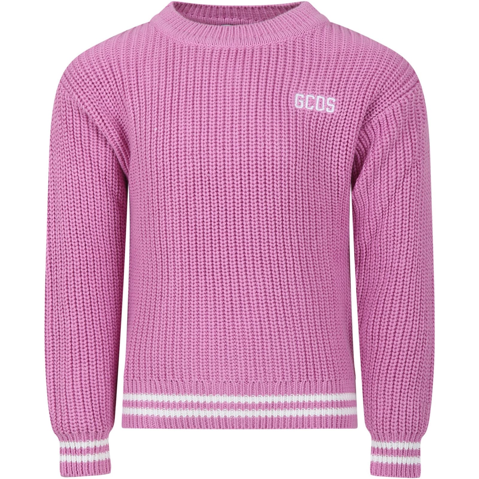 Gcds Mini Kids' Pink Sweater For Girl With Logo