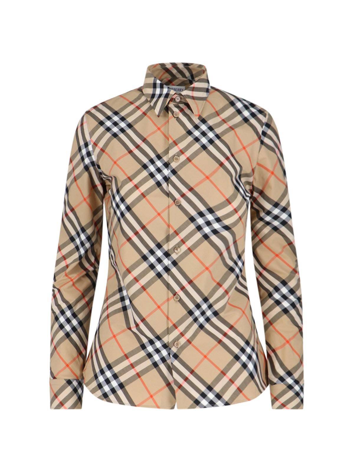 Shop Burberry Check Slim Shirt In Sand Ip Check