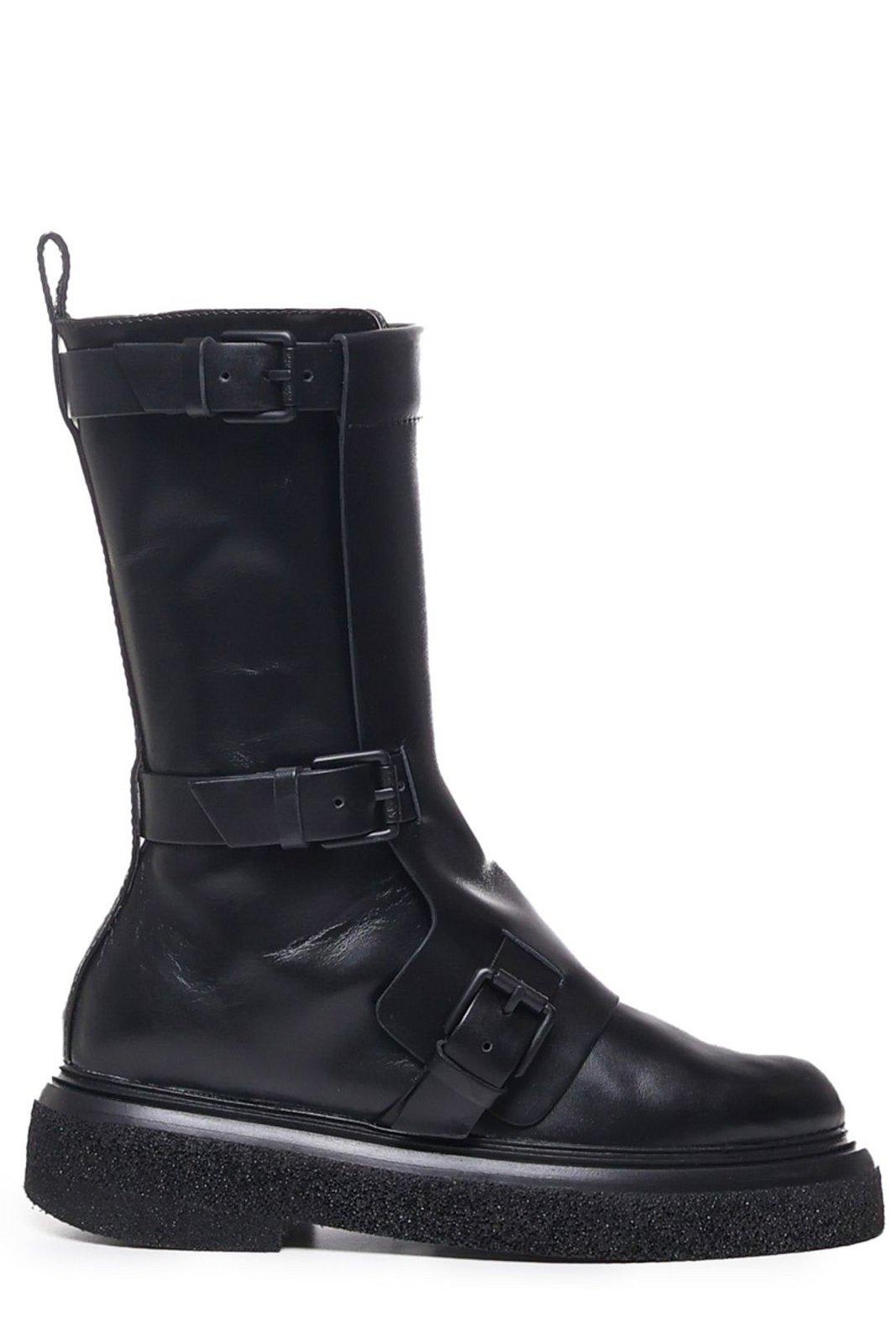 Buckled Detailed Round Toe Boots