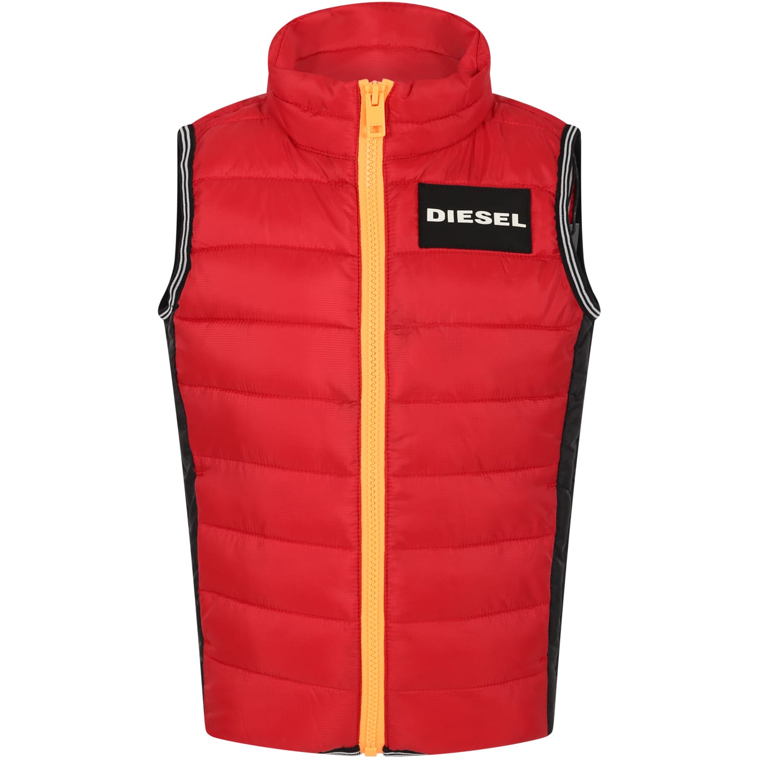 Diesel Kids' Red Gilet For Boy With Logo