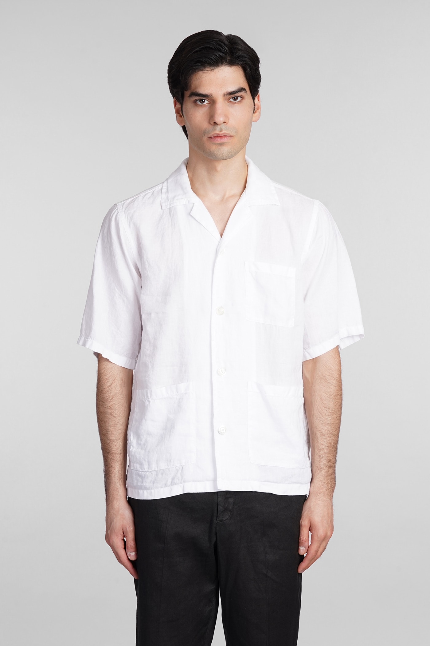 Shop Aspesi Camicia Ago Shirt In White Linen